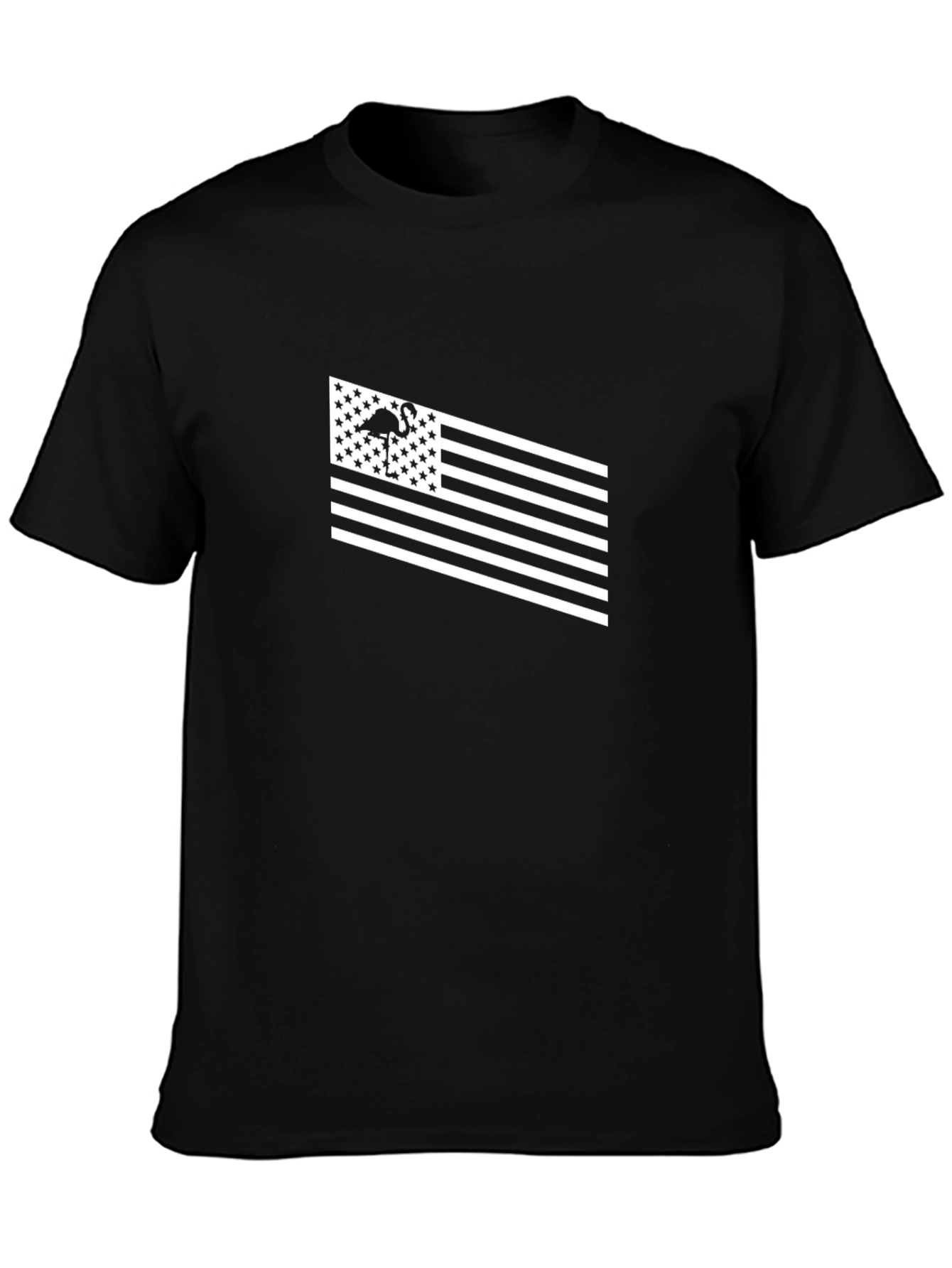 Flamingo American Flag T-Shirt - Black