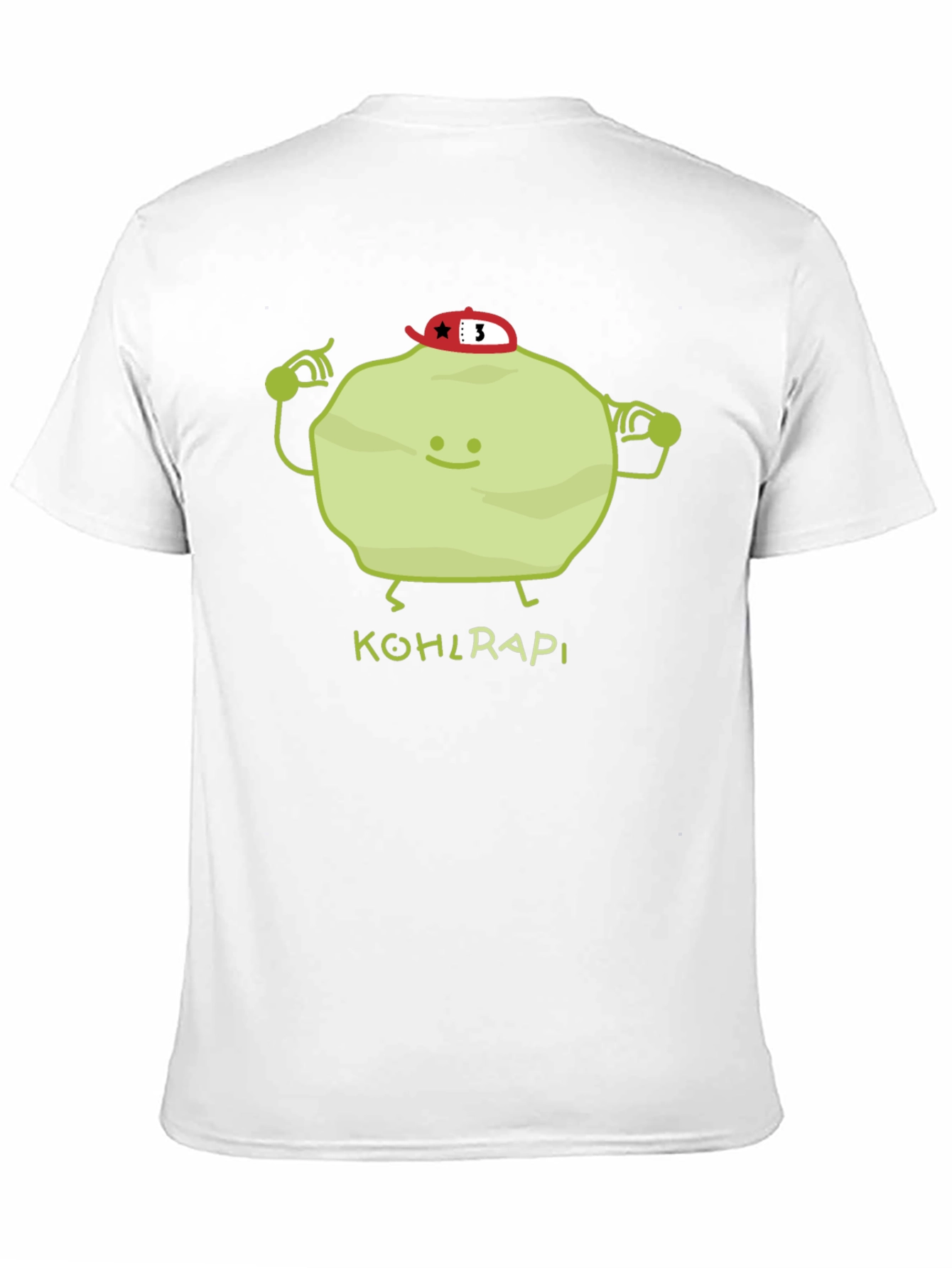 Funny Kohlrabi Cartoon Black T-Shirt
