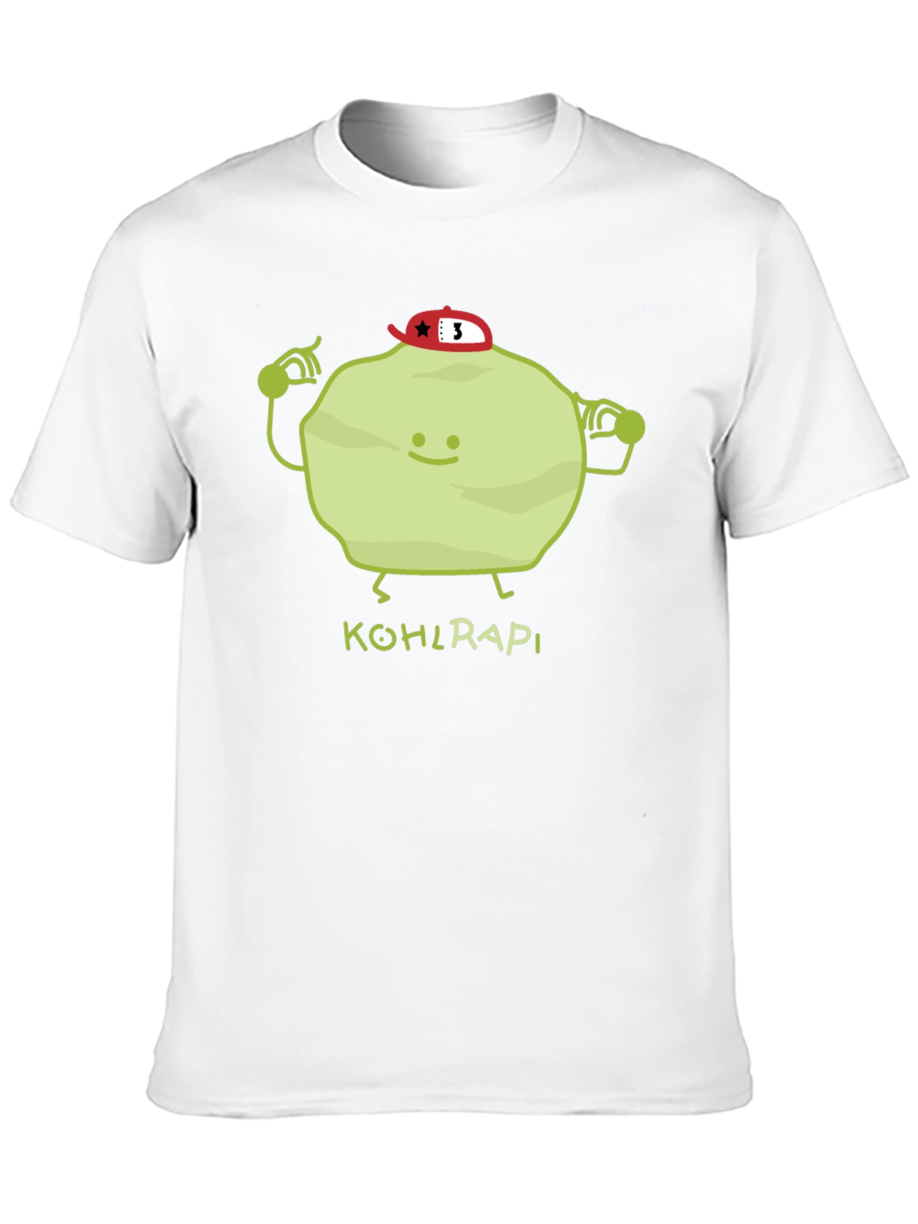 Funny Kohlrabi Cartoon Black T-Shirt