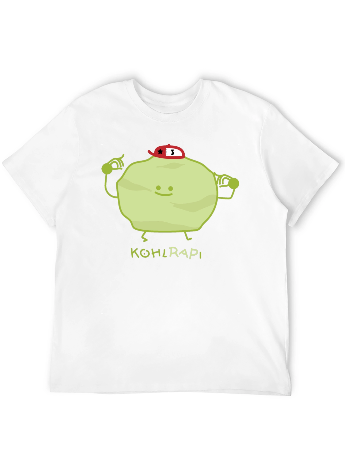 Funny Kohlrabi Cartoon Black T-Shirt