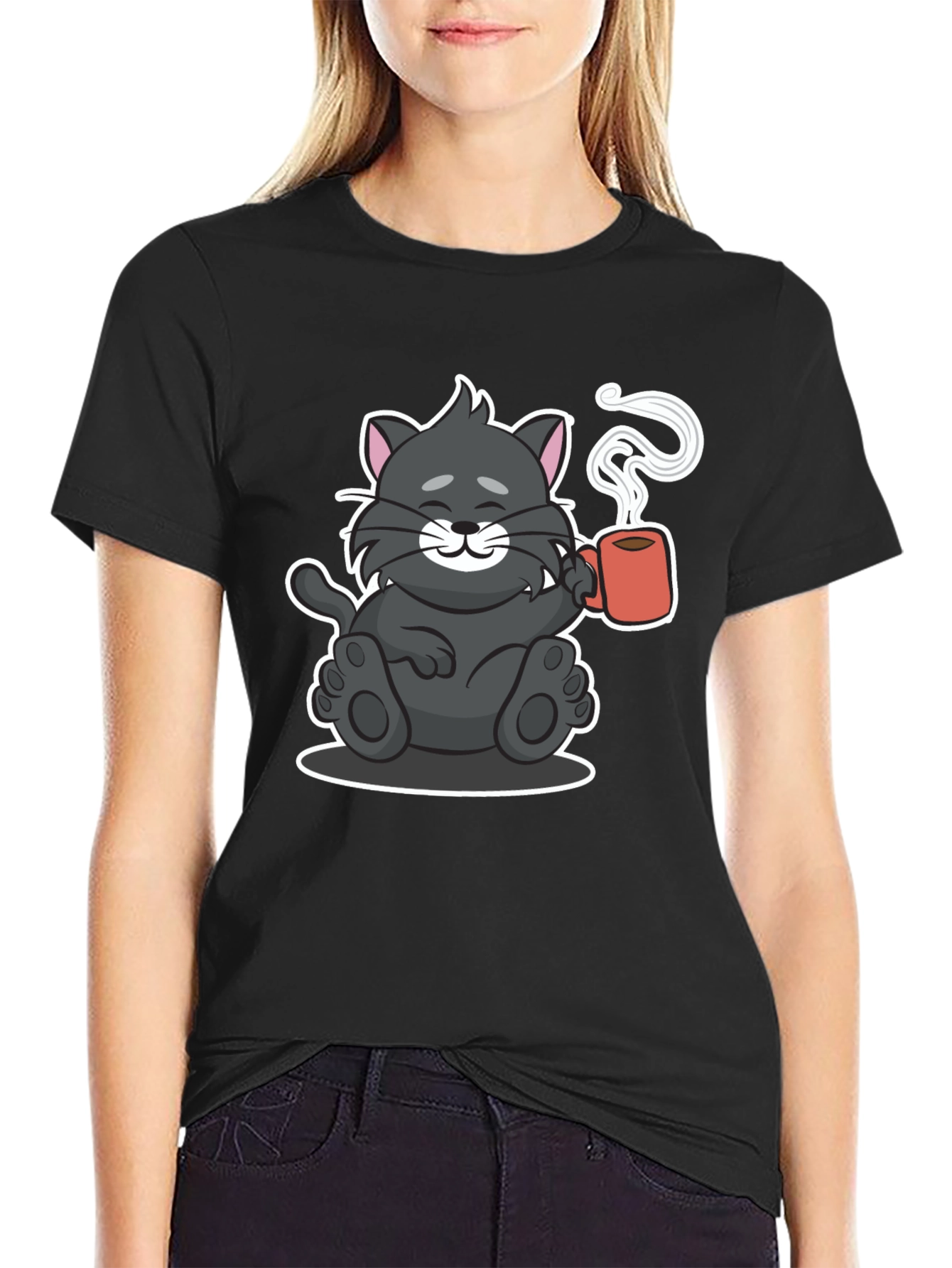 Cute Cat Coffee Lover T-Shirt