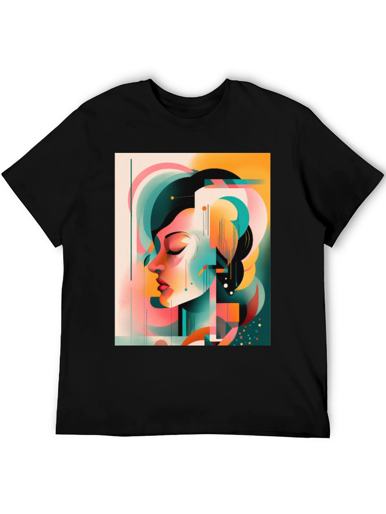 Abstract Woman Graphic Tee - Black