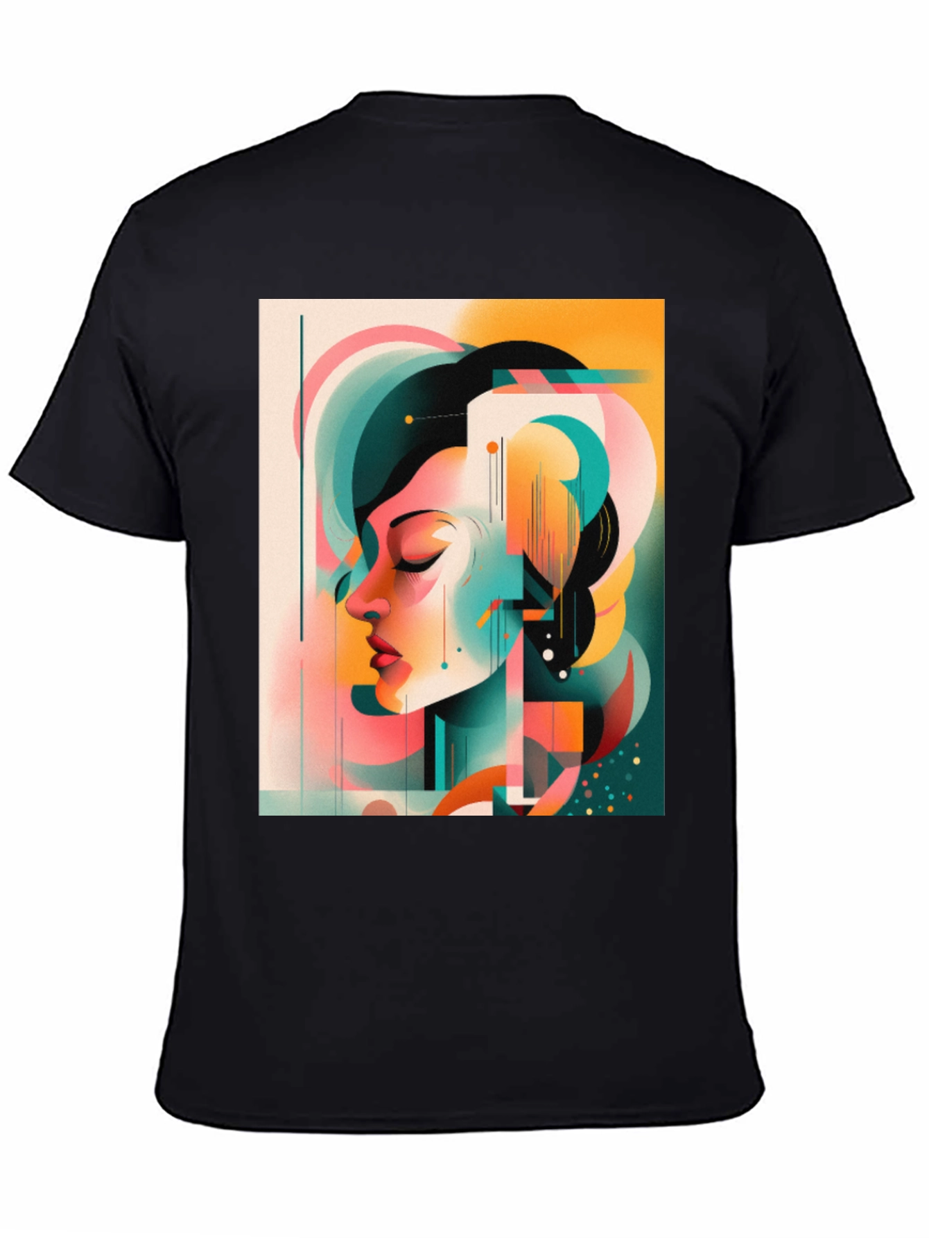 Abstract Woman Graphic Tee - Black