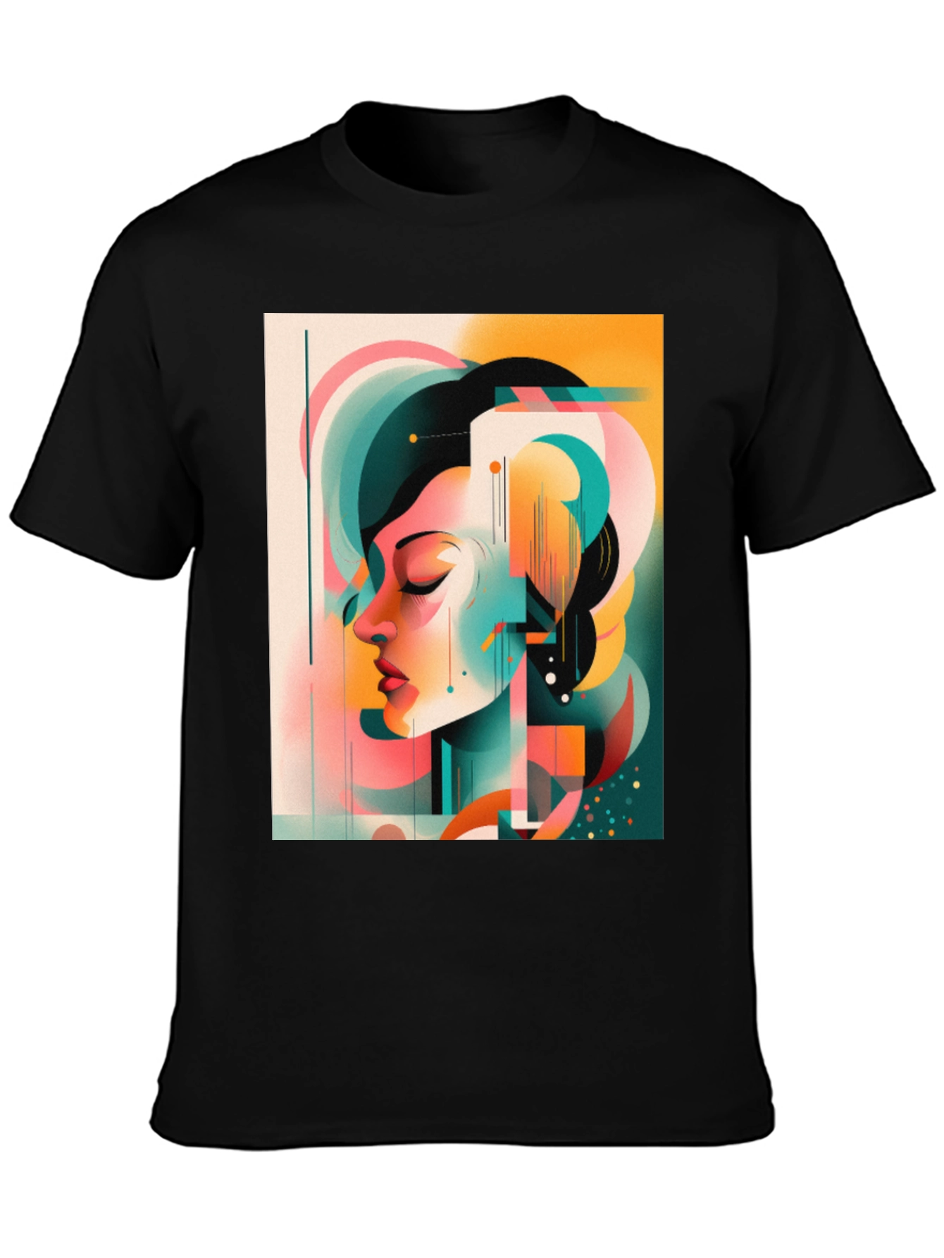 Abstract Woman Graphic Tee - Black