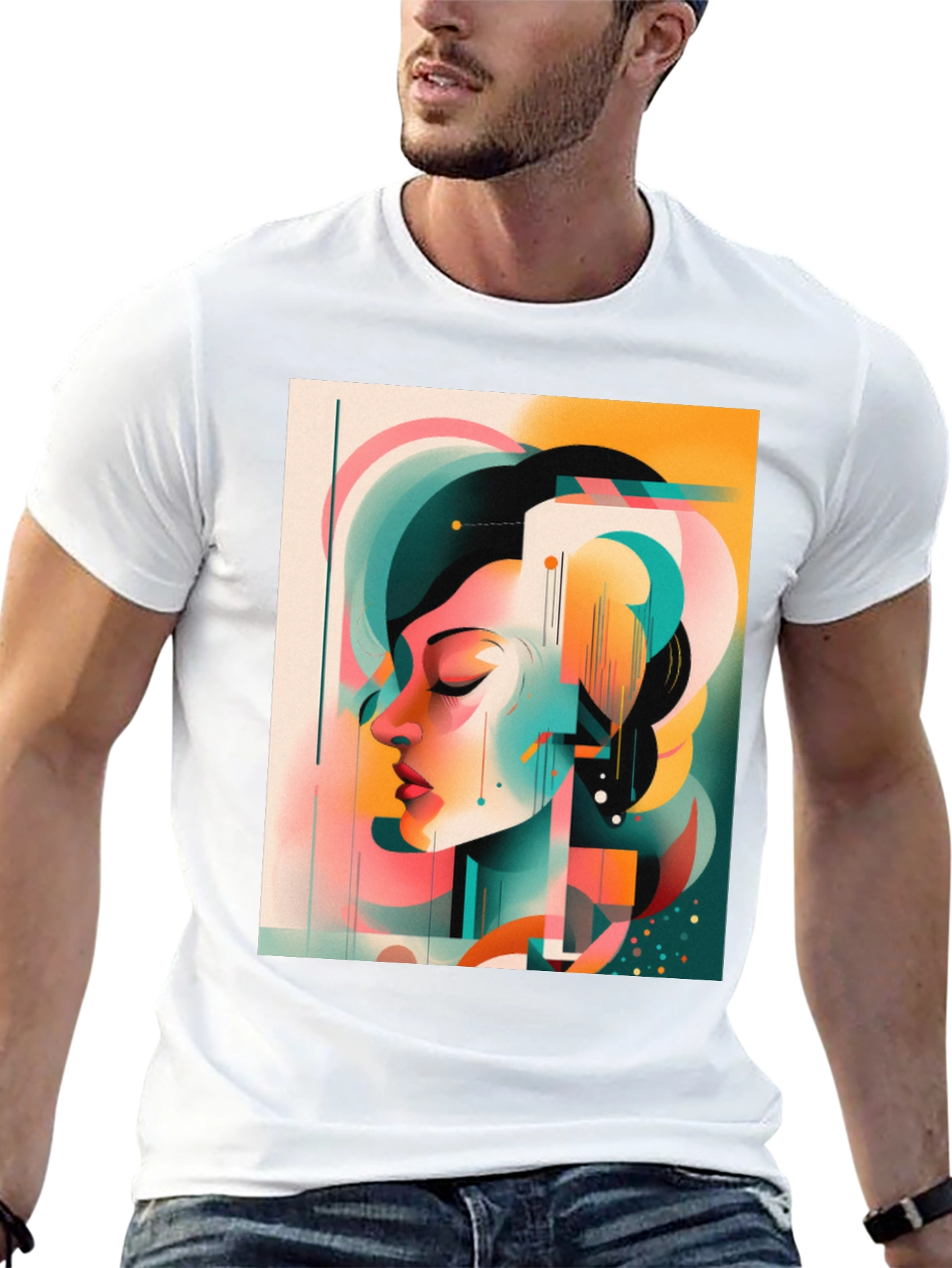 Abstract Woman Graphic Tee - Black