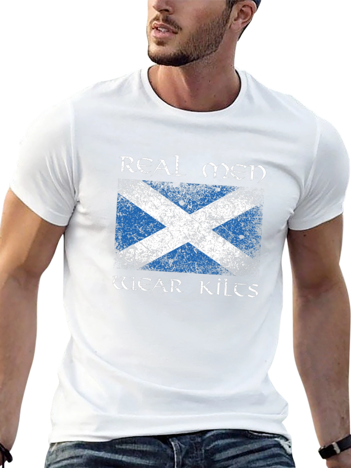 Real Men Wear Kilts Scotland Flag T-Shirt