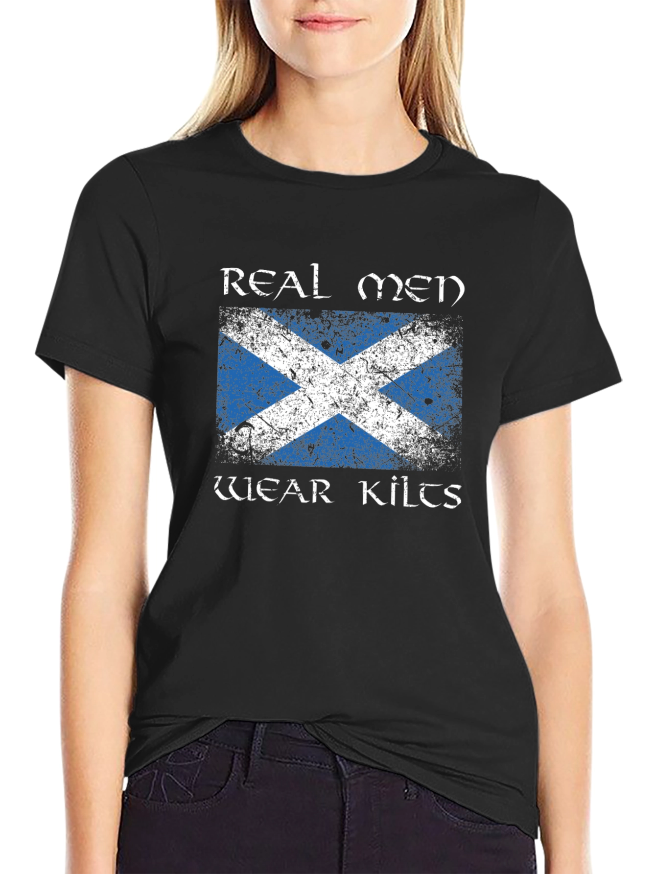 Real Men Wear Kilts Scotland Flag T-Shirt