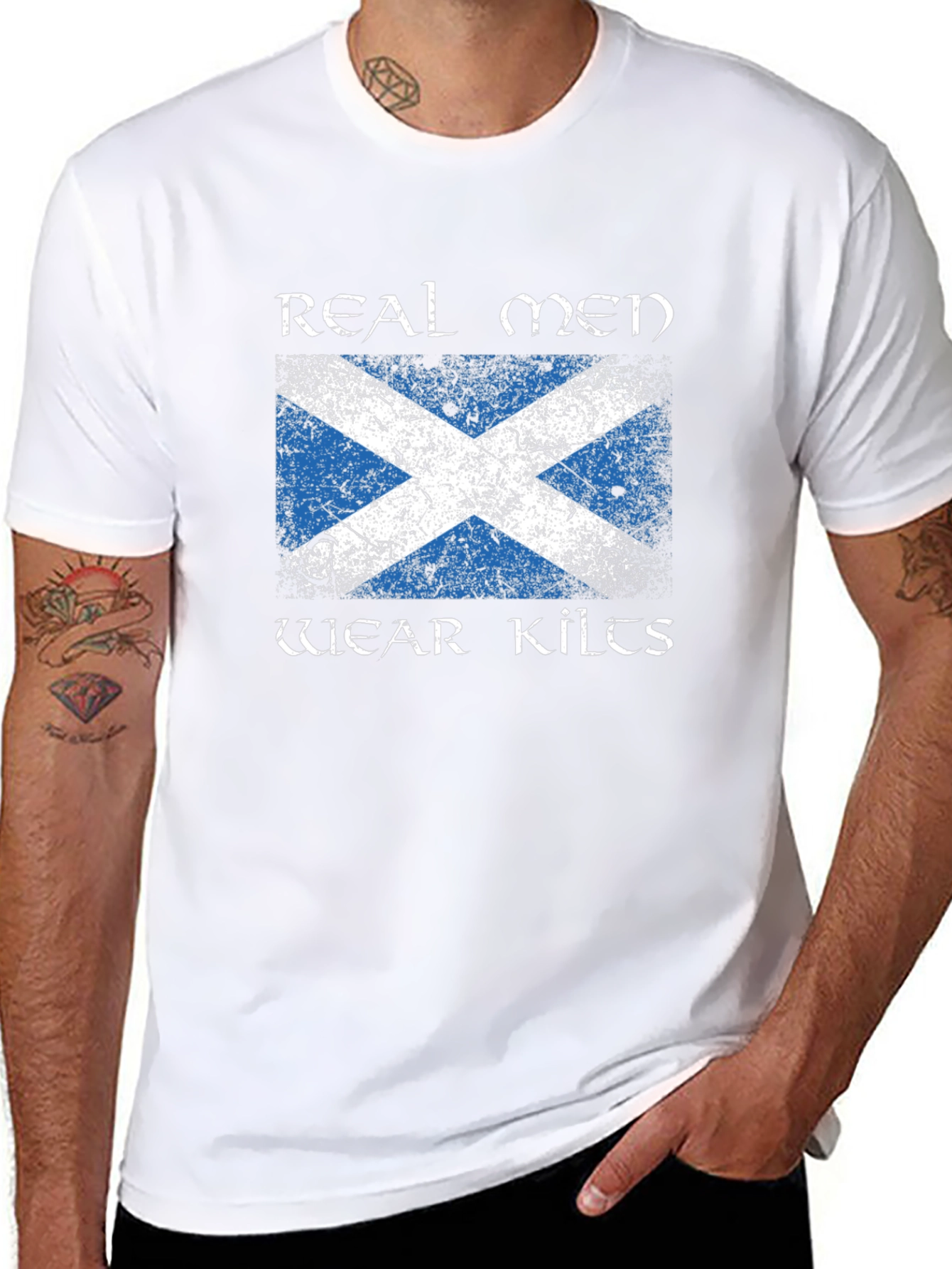 Real Men Wear Kilts Scotland Flag T-Shirt