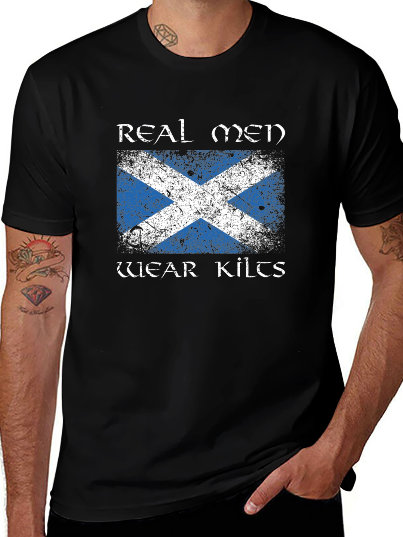 Real Men Wear Kilts Scotland Flag T-Shirt