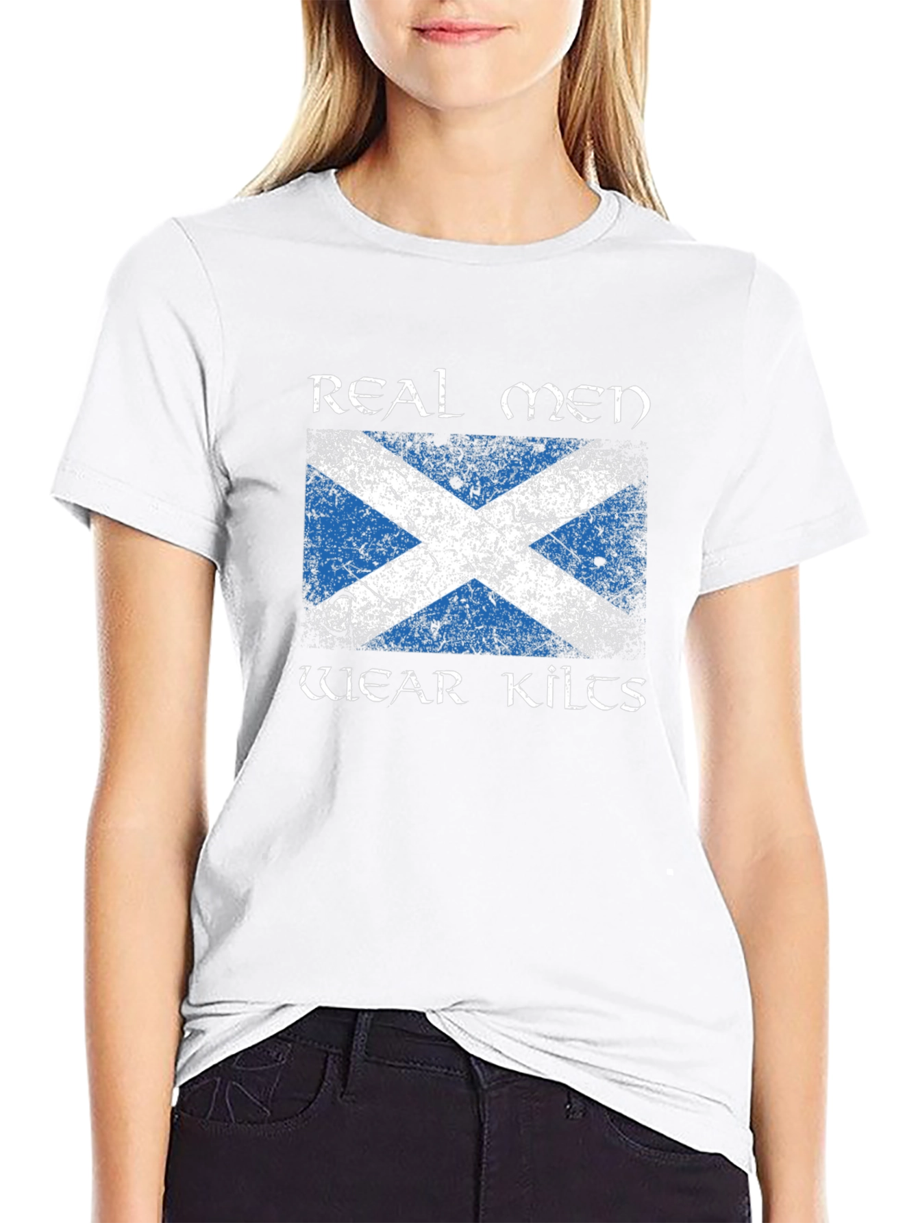 Real Men Wear Kilts Scotland Flag T-Shirt