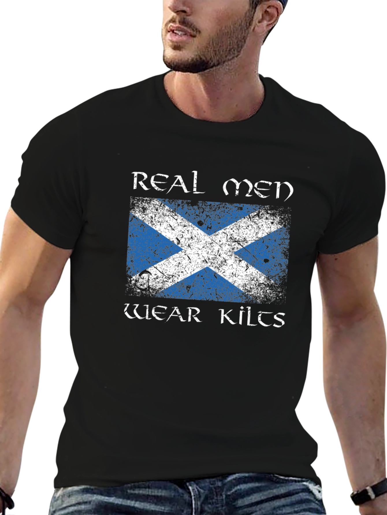 Real Men Wear Kilts Scotland Flag T-Shirt