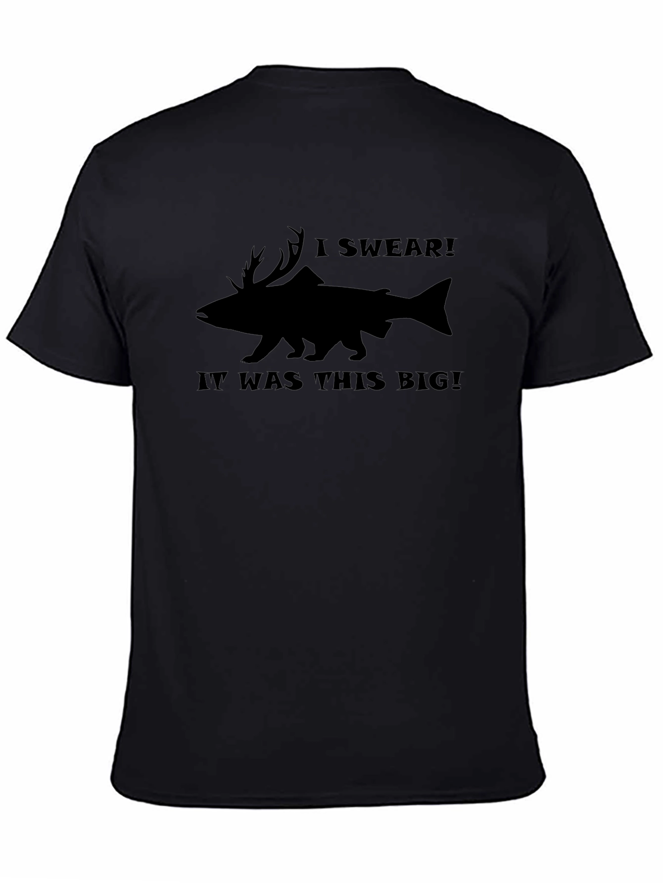 Humorous I Swear Fishing Tale Black T-Shirt
