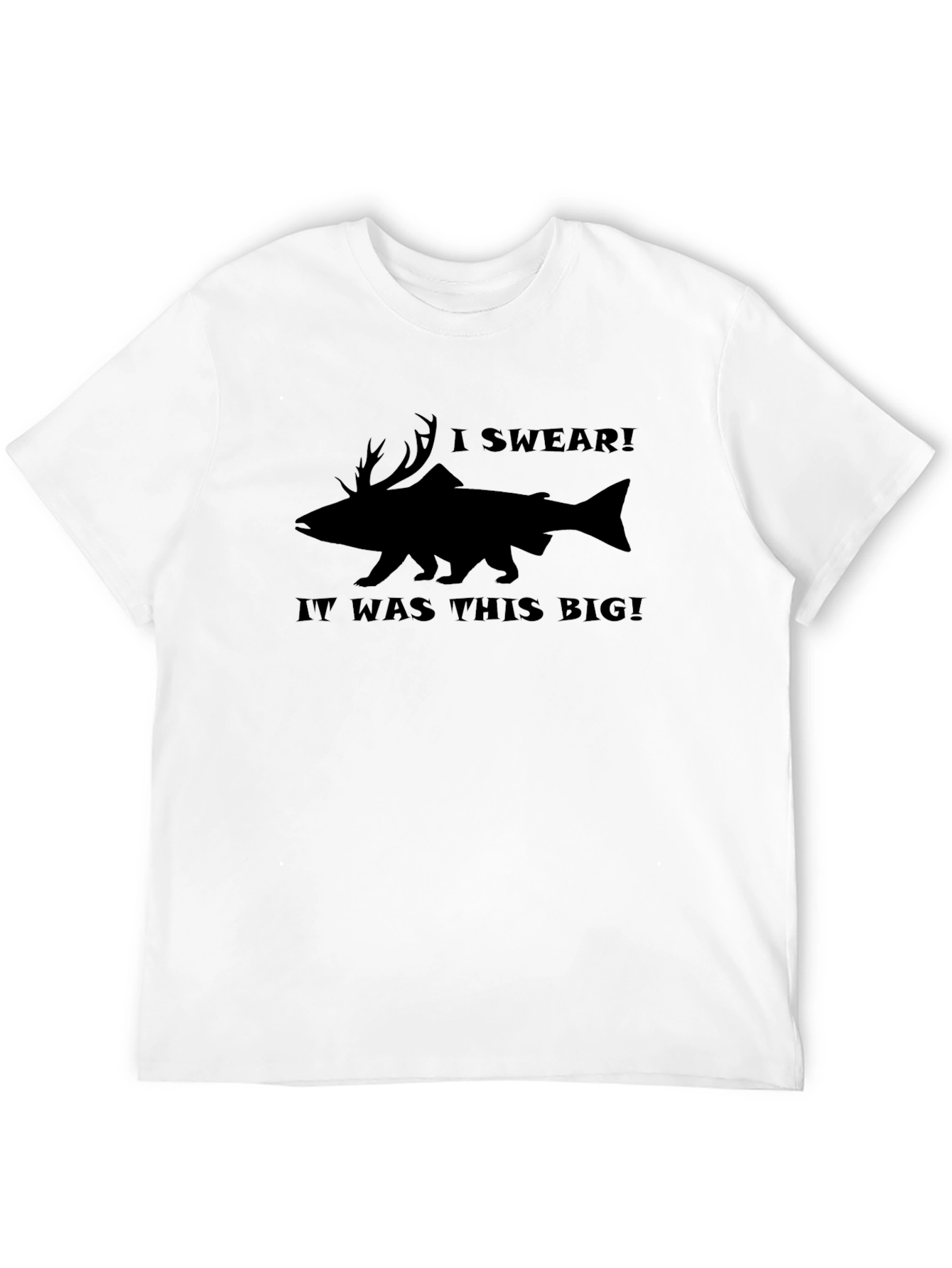 Humorous I Swear Fishing Tale Black T-Shirt
