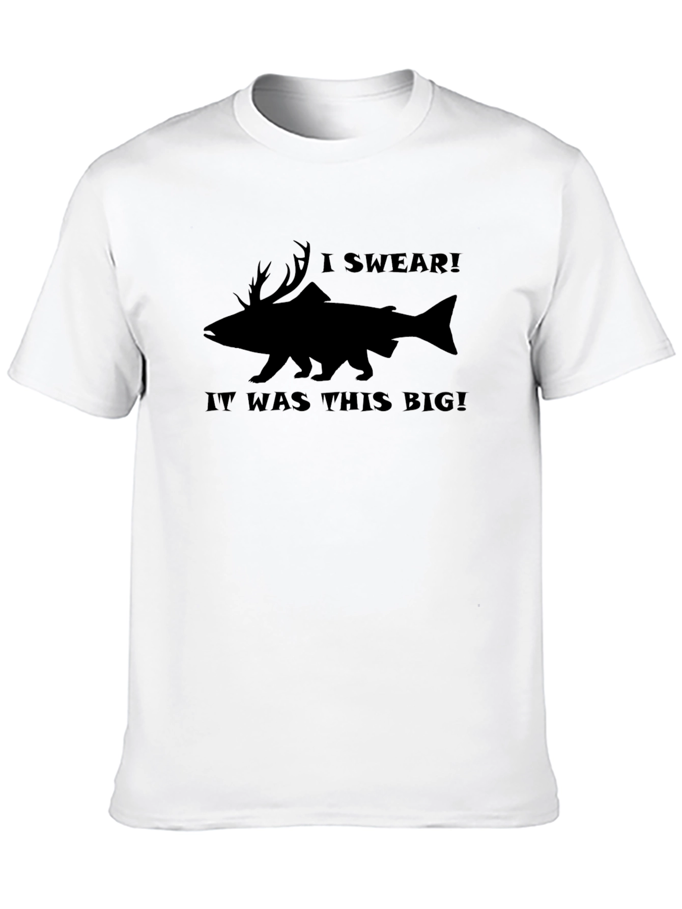 Humorous I Swear Fishing Tale Black T-Shirt