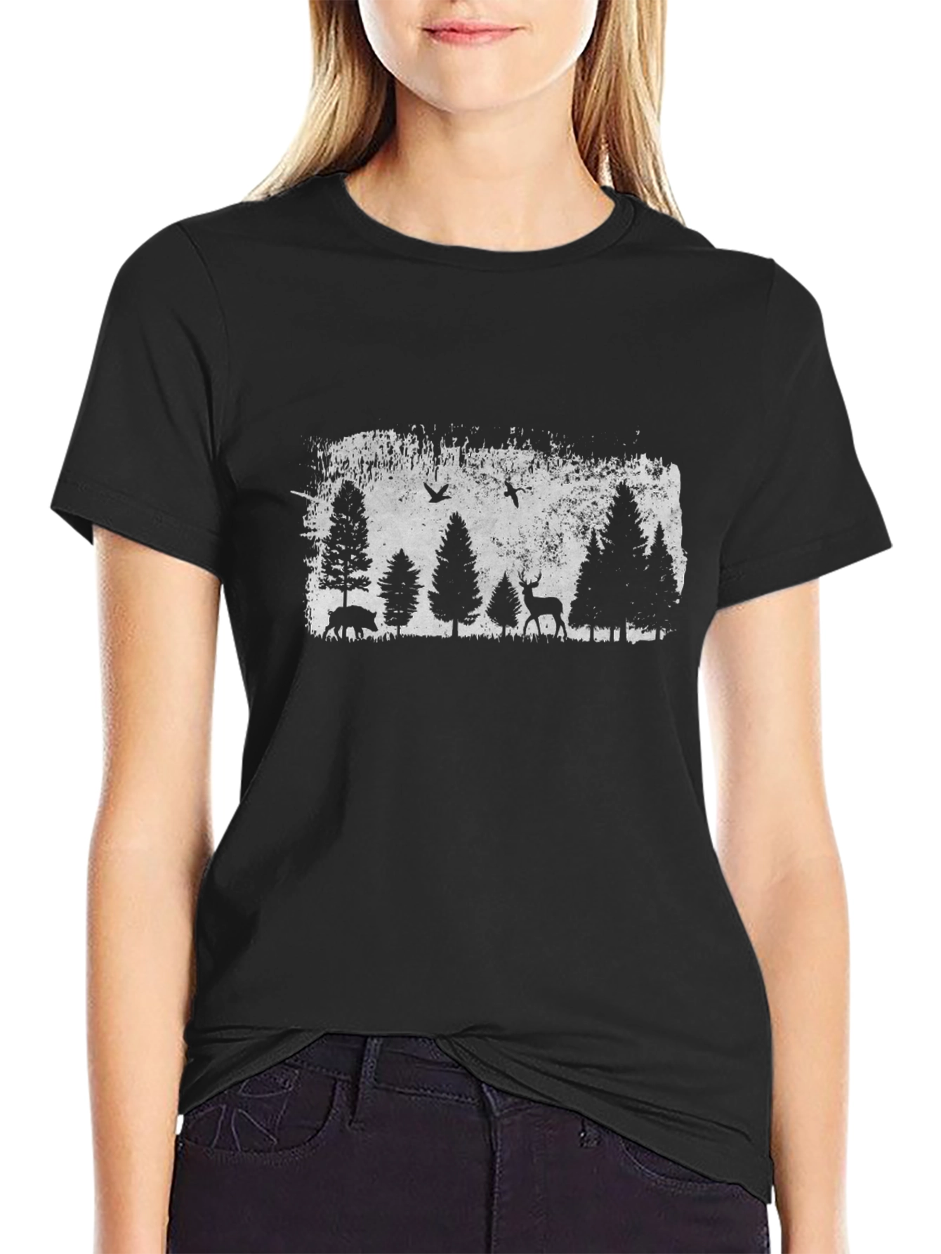 Nature Scene Graphic Tee - Mens Black Shirt