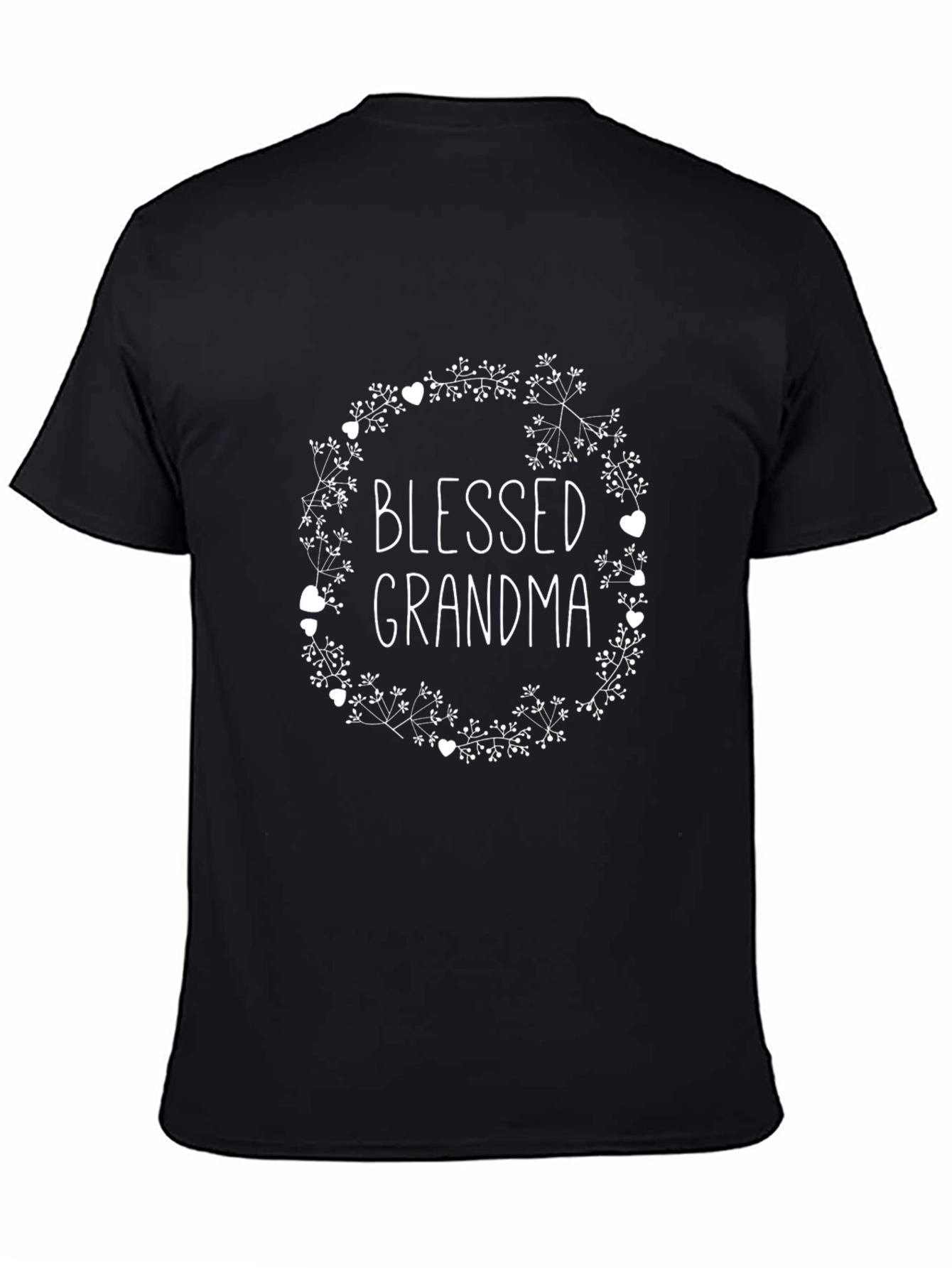 Blessed Grandma T-Shirt - Floral Heart Wreath Design