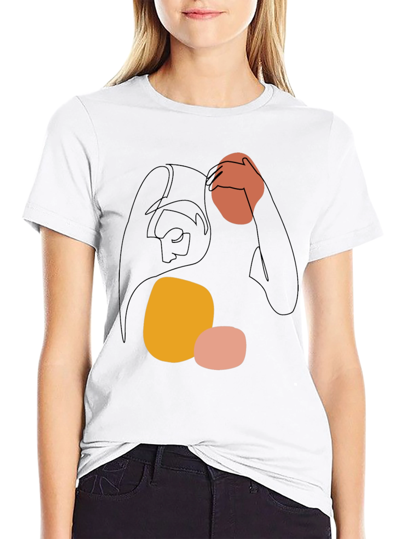Abstract Line Art Graphic Tee - Modern Casual Shirt