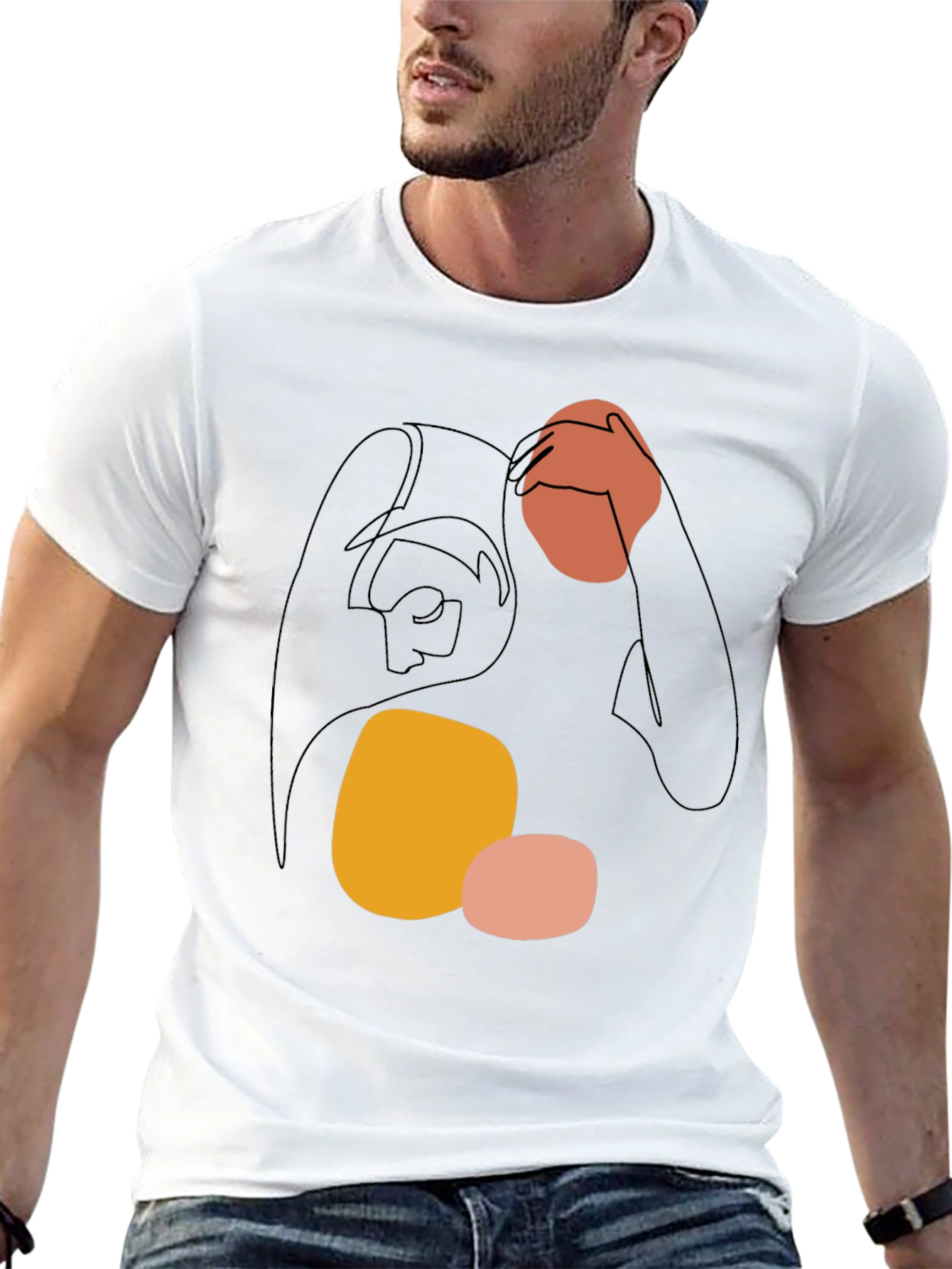 Abstract Line Art Graphic Tee - Modern Casual Shirt