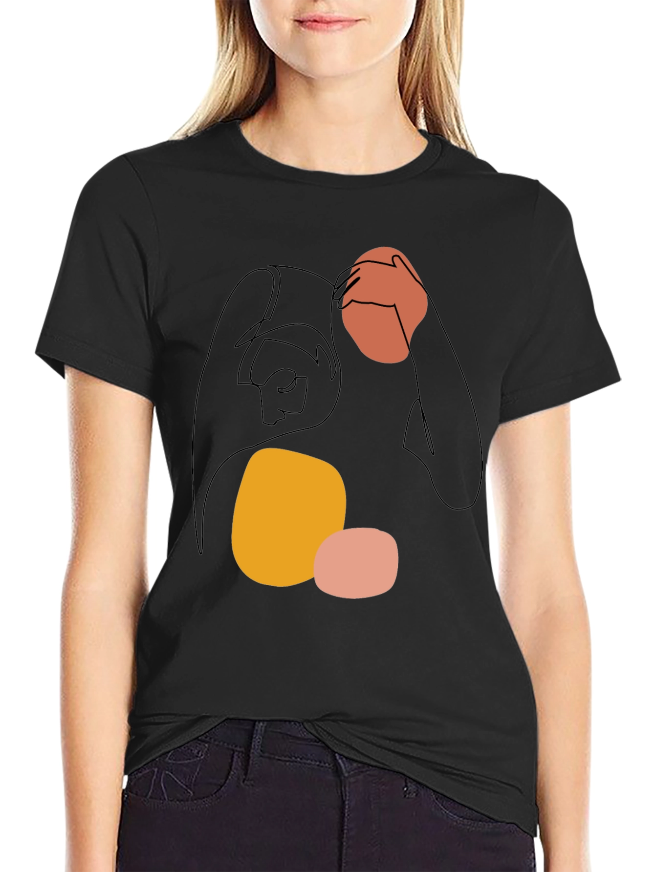Abstract Line Art Graphic Tee - Modern Casual Shirt