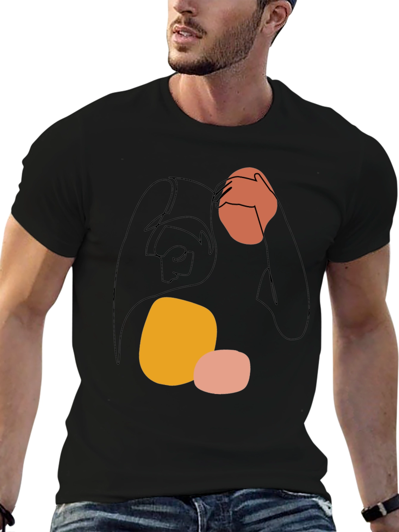 Abstract Line Art Graphic Tee - Modern Casual Shirt