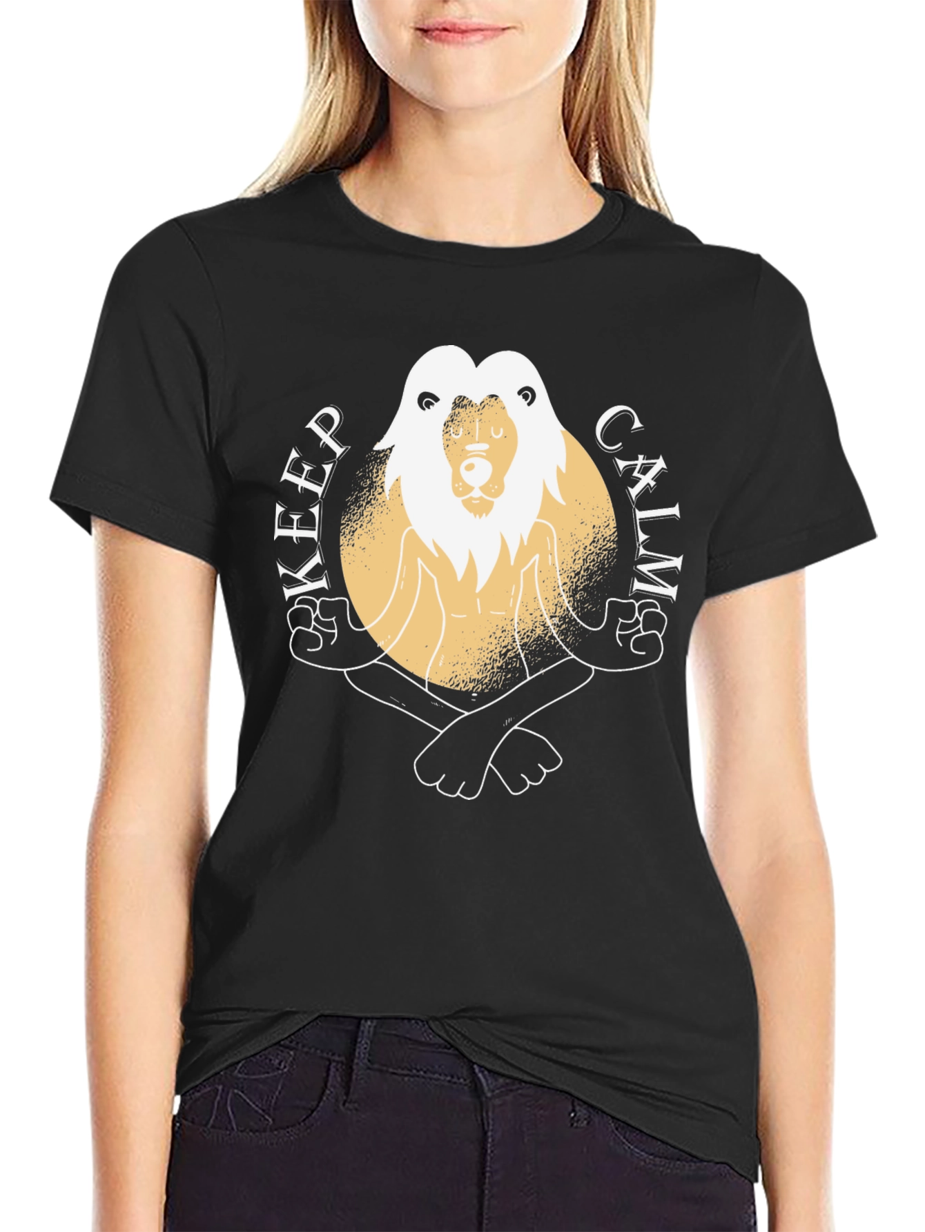 Keep Calm Lion Graphic Tee - Mens Black T-Shirt
