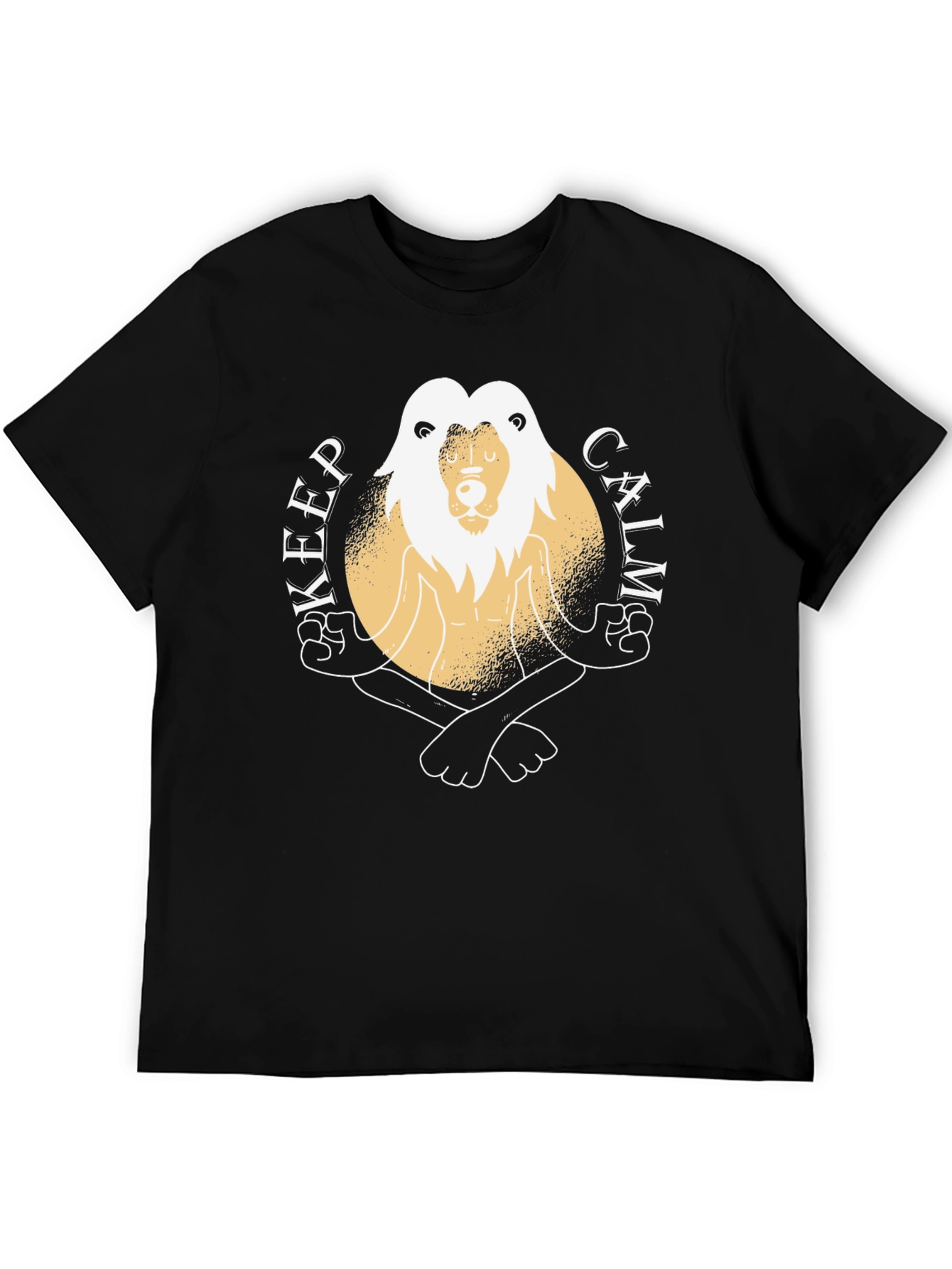 Keep Calm Lion Graphic Tee - Mens Black T-Shirt