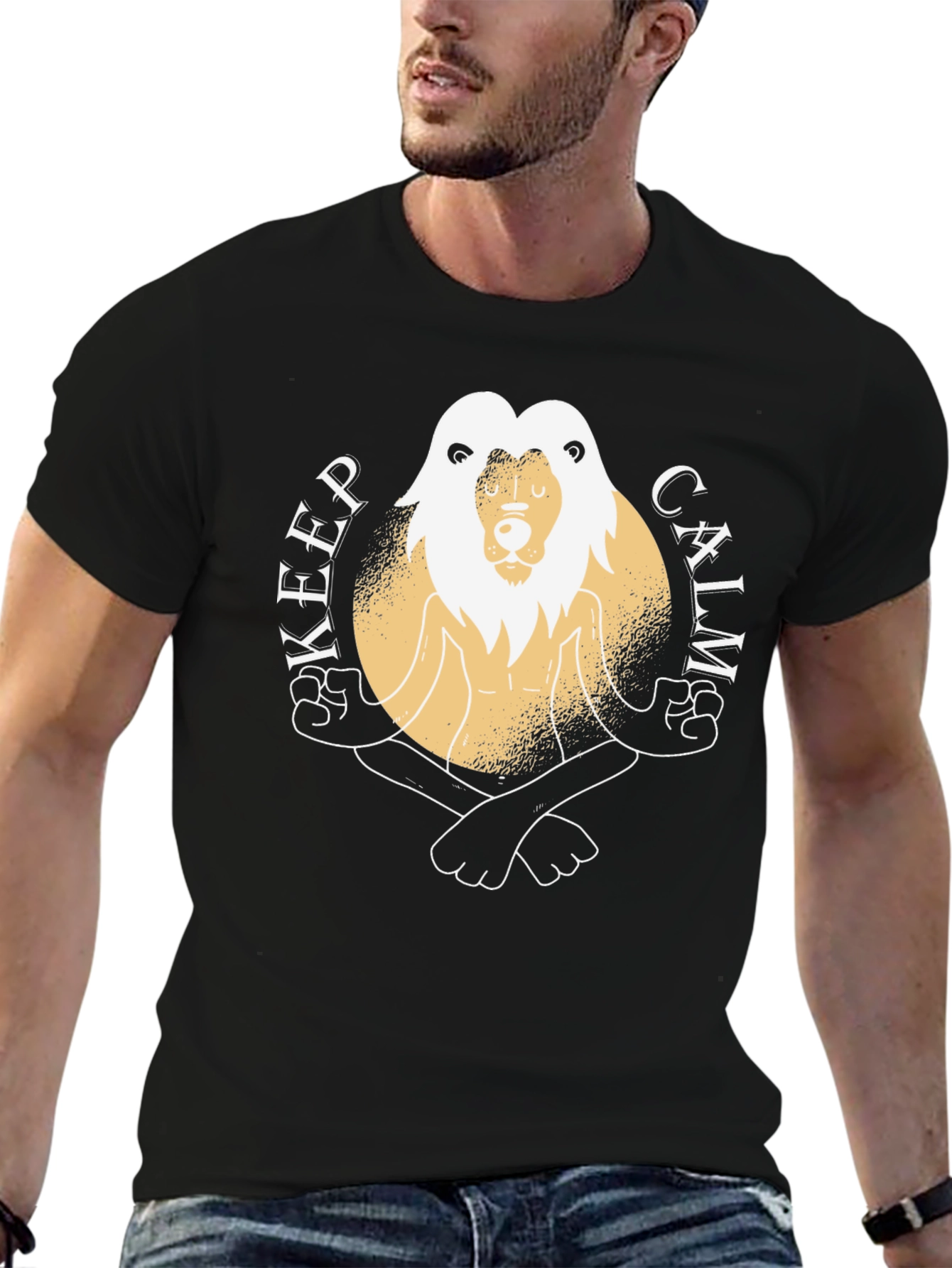 Keep Calm Lion Graphic Tee - Mens Black T-Shirt