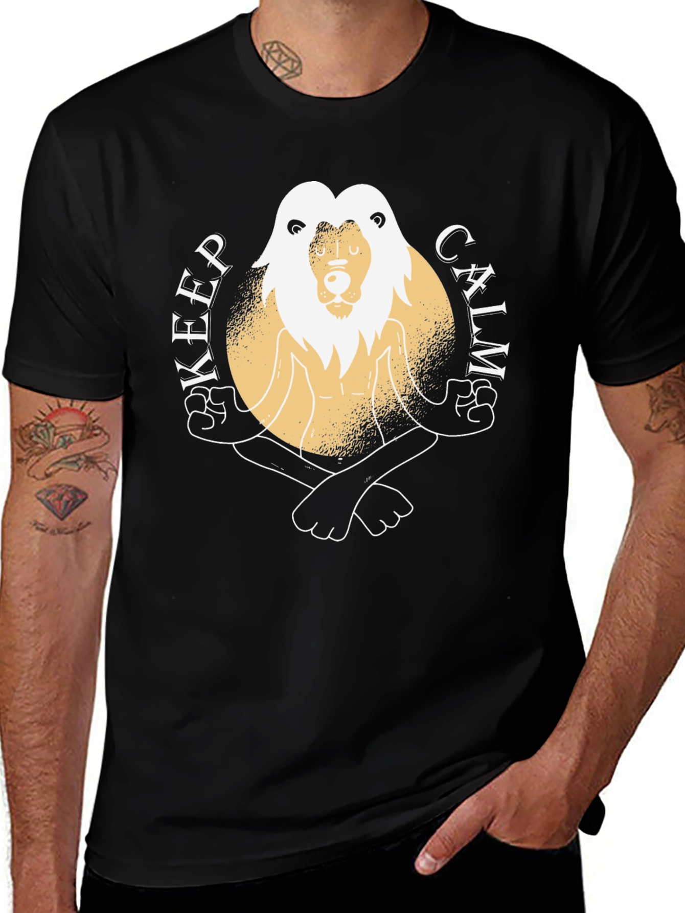 Keep Calm Lion Graphic Tee - Mens Black T-Shirt