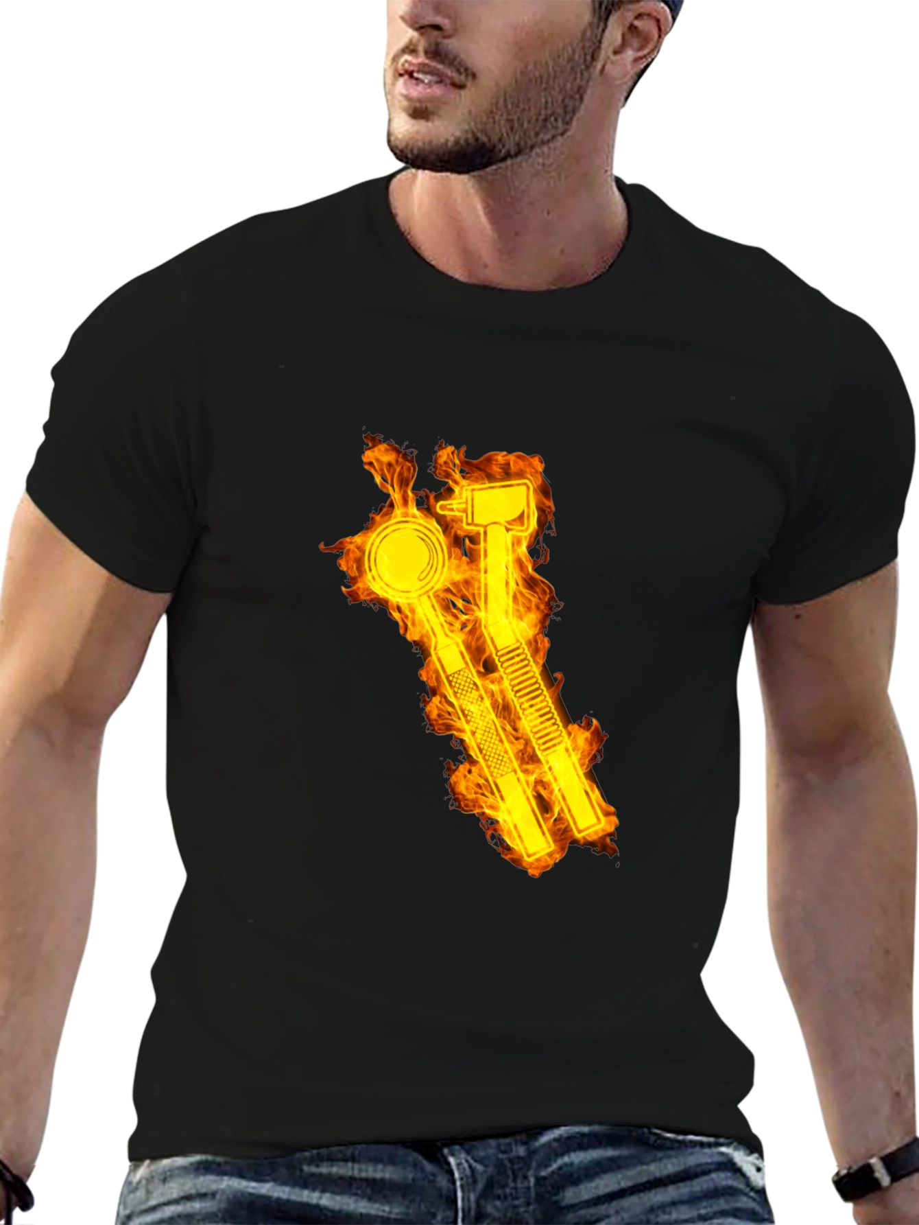 Fiery Dental Tools Graphic Tee - Black T-Shirt
