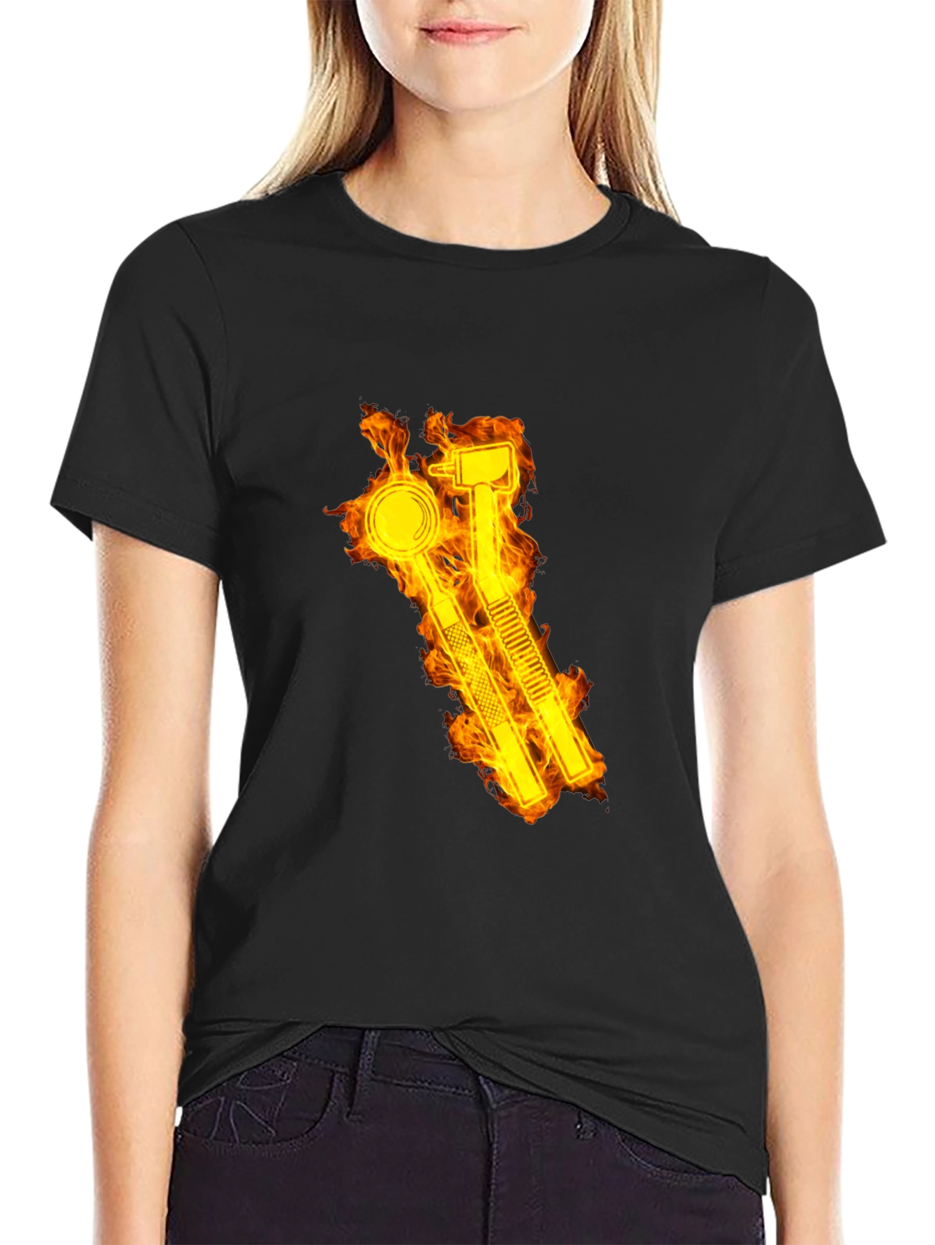 Fiery Dental Tools Graphic Tee - Black T-Shirt