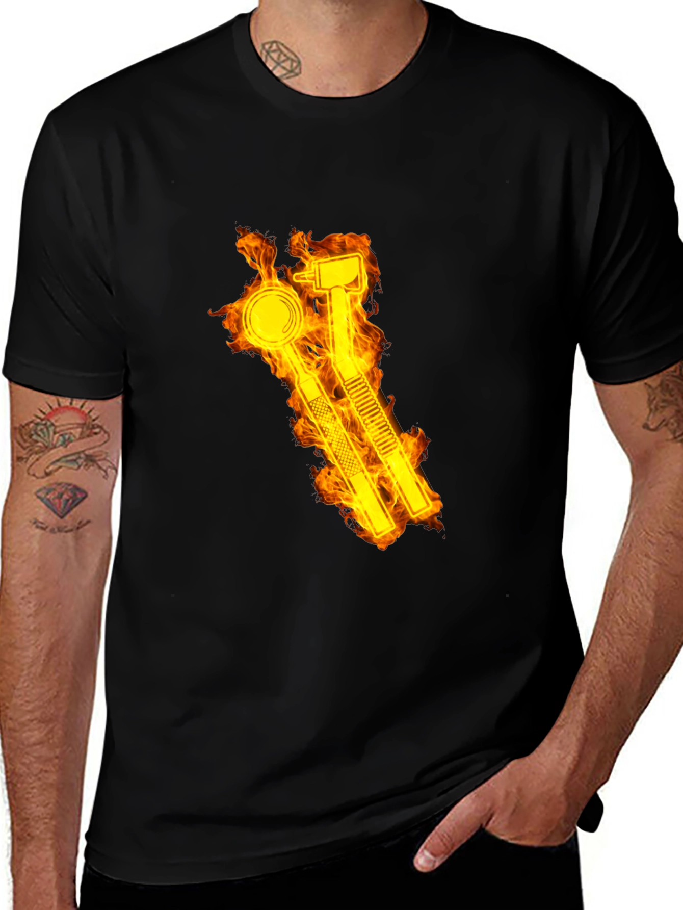 Fiery Dental Tools Graphic Tee - Black T-Shirt