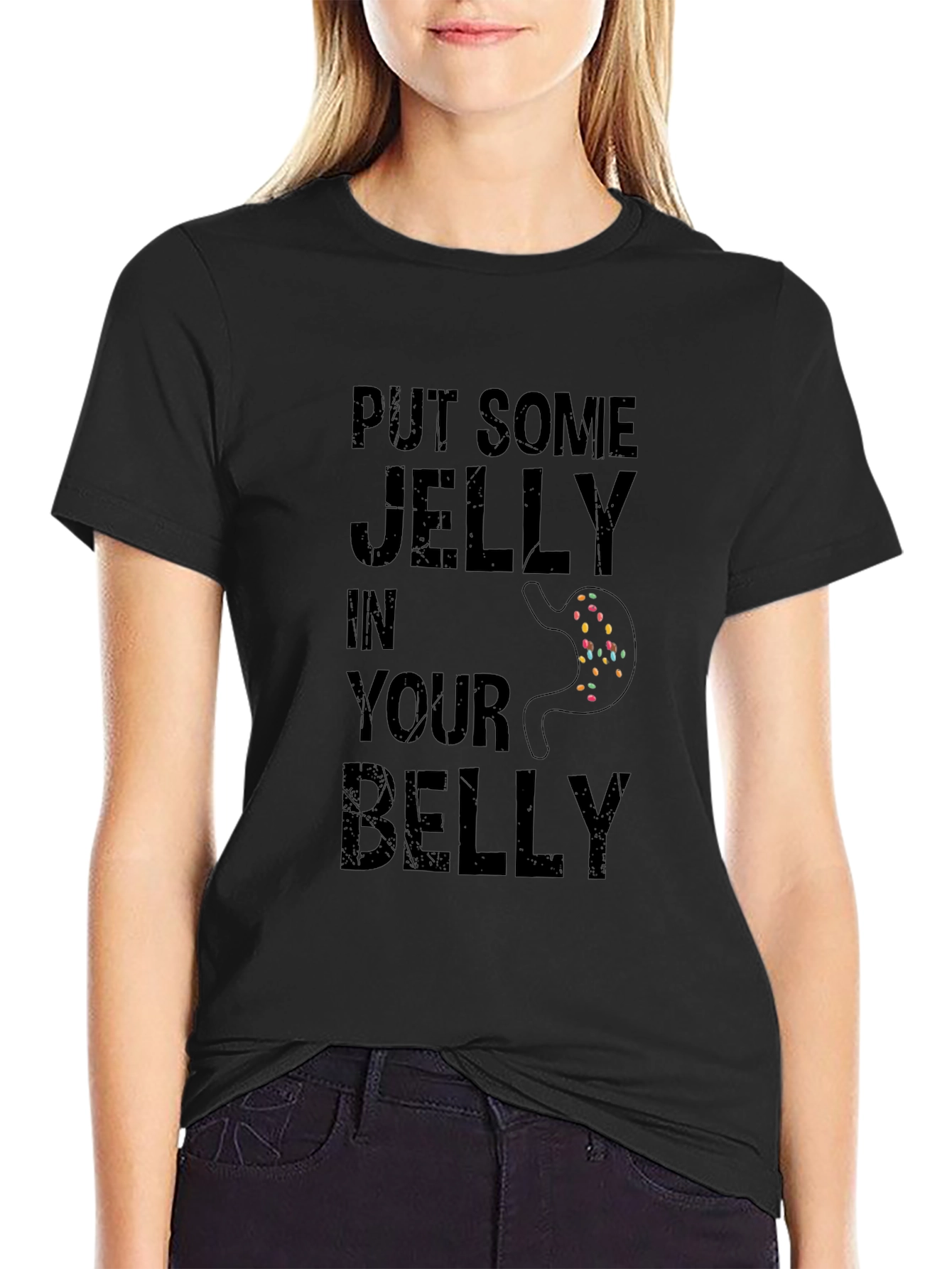 Funny Put Some Jelly in Your Belly Black T-Shirt