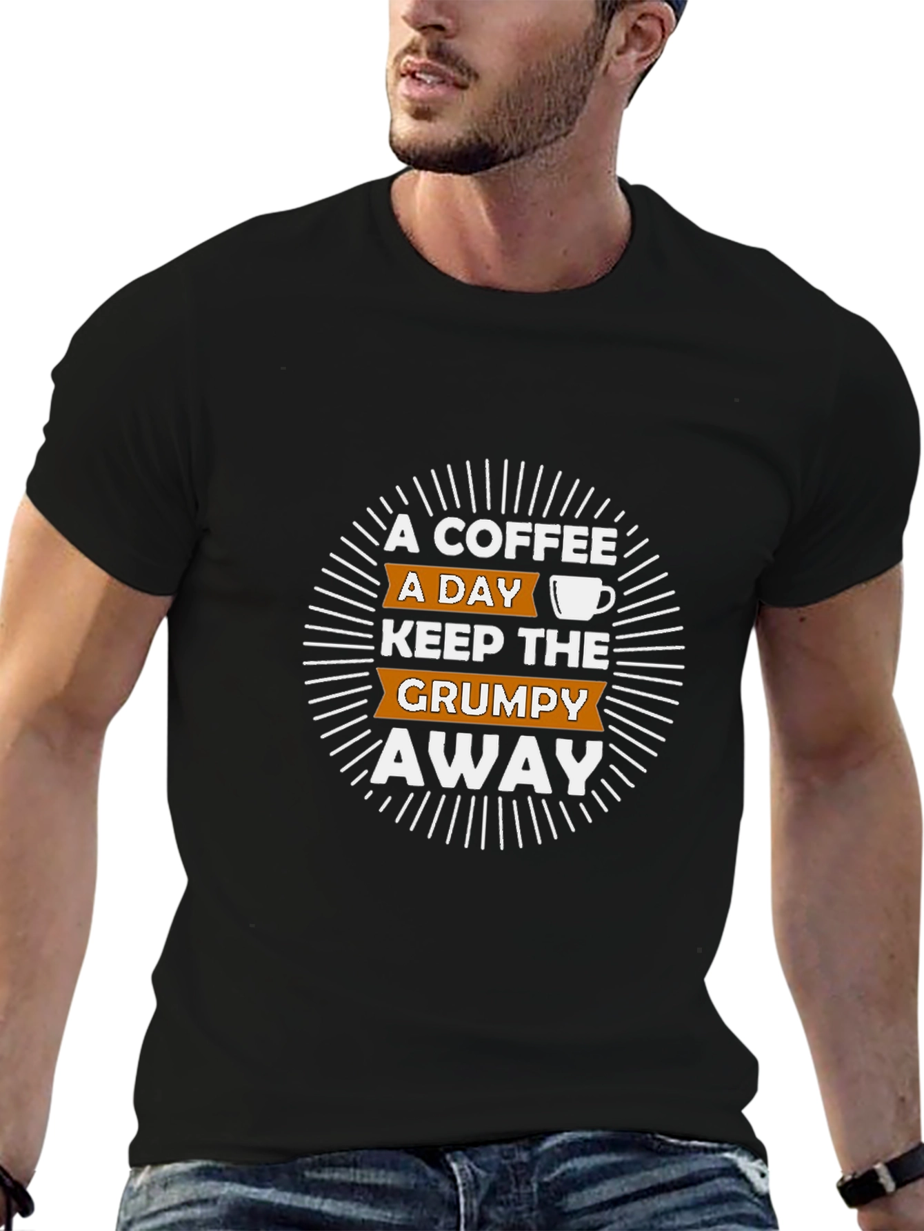 Coffee Grumpy Graphic Tee - Black Cotton T-Shirt