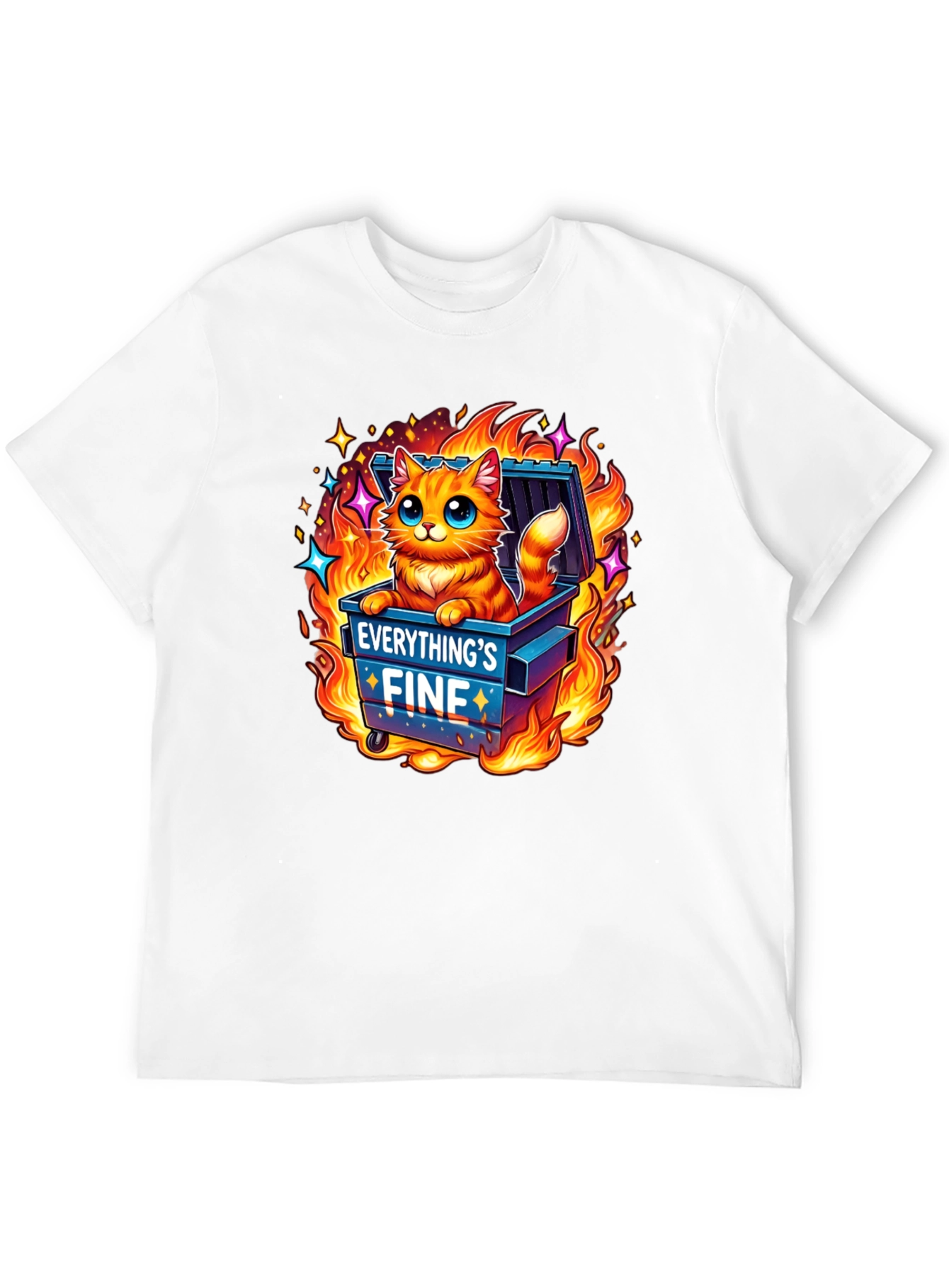 Everythings Fine Cat Dumpster Fire Graphic Tee