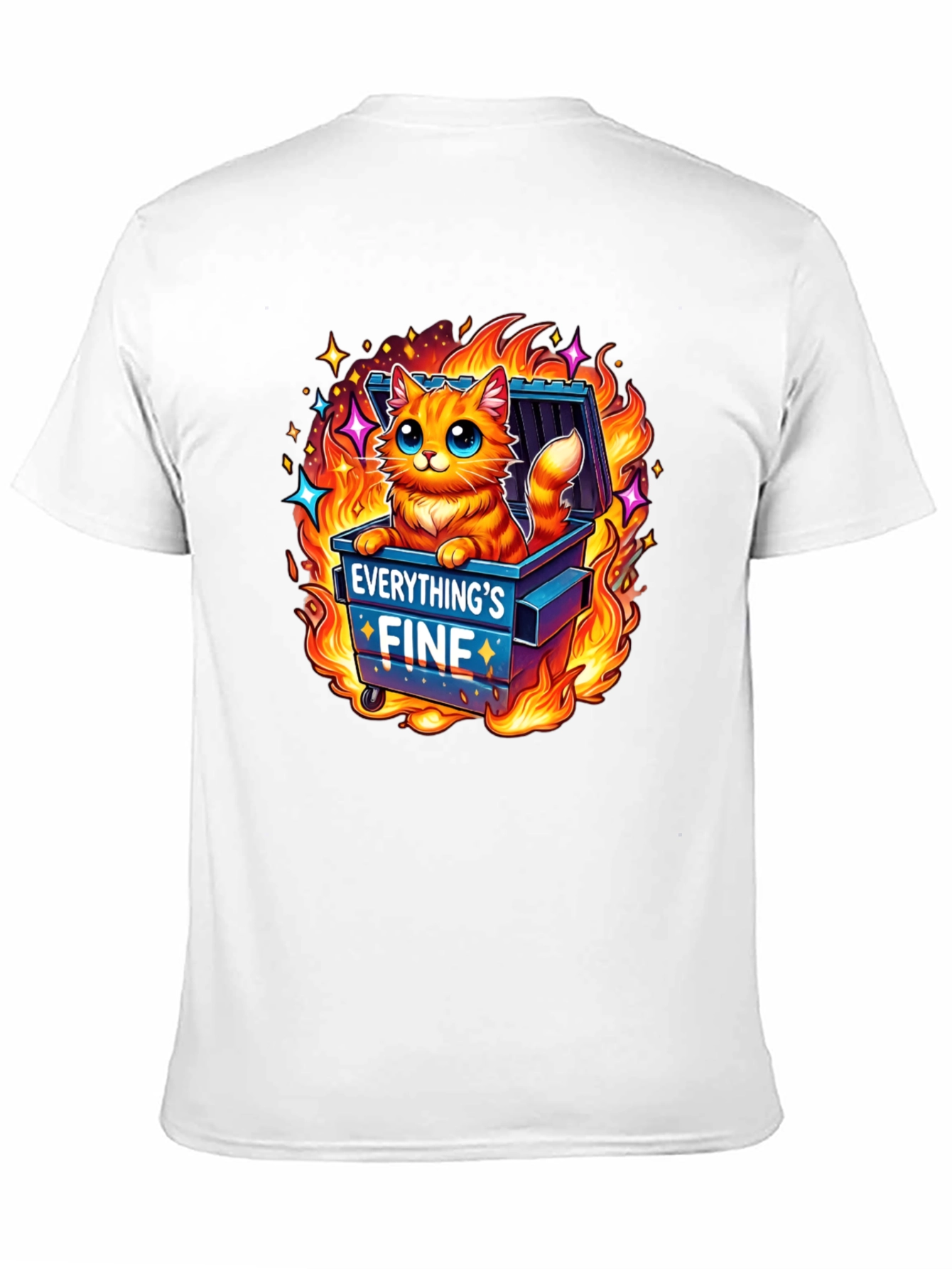 Everythings Fine Cat Dumpster Fire Graphic Tee