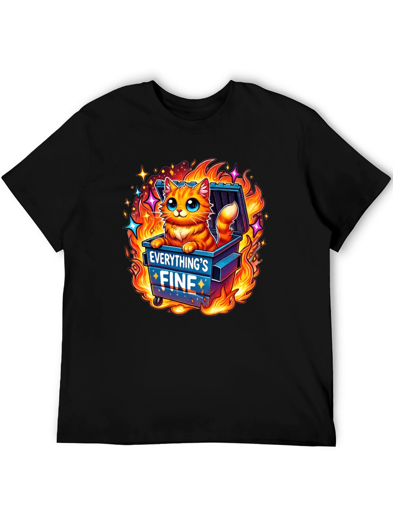 Everythings Fine Cat Dumpster Fire Graphic Tee