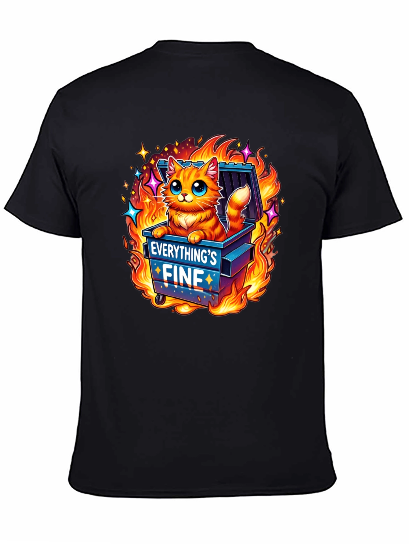 Everythings Fine Cat Dumpster Fire Graphic Tee