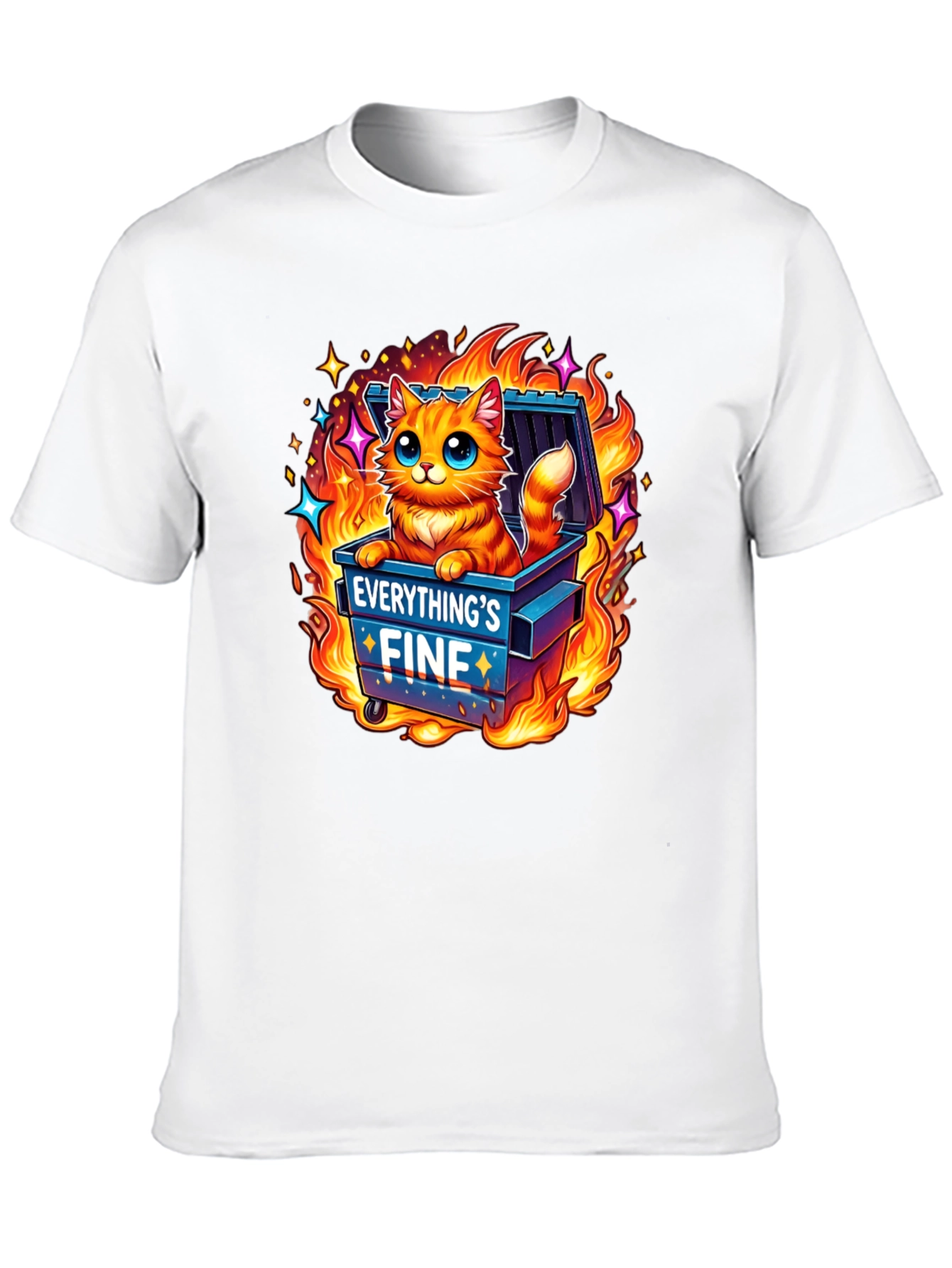 Everythings Fine Cat Dumpster Fire Graphic Tee