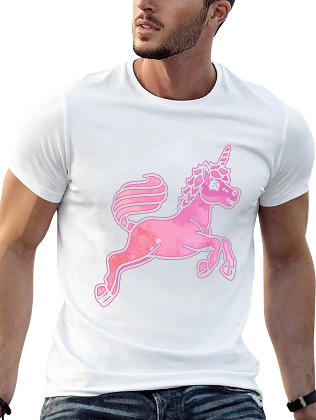 Pink Unicorn Graphic Black T-Shirt