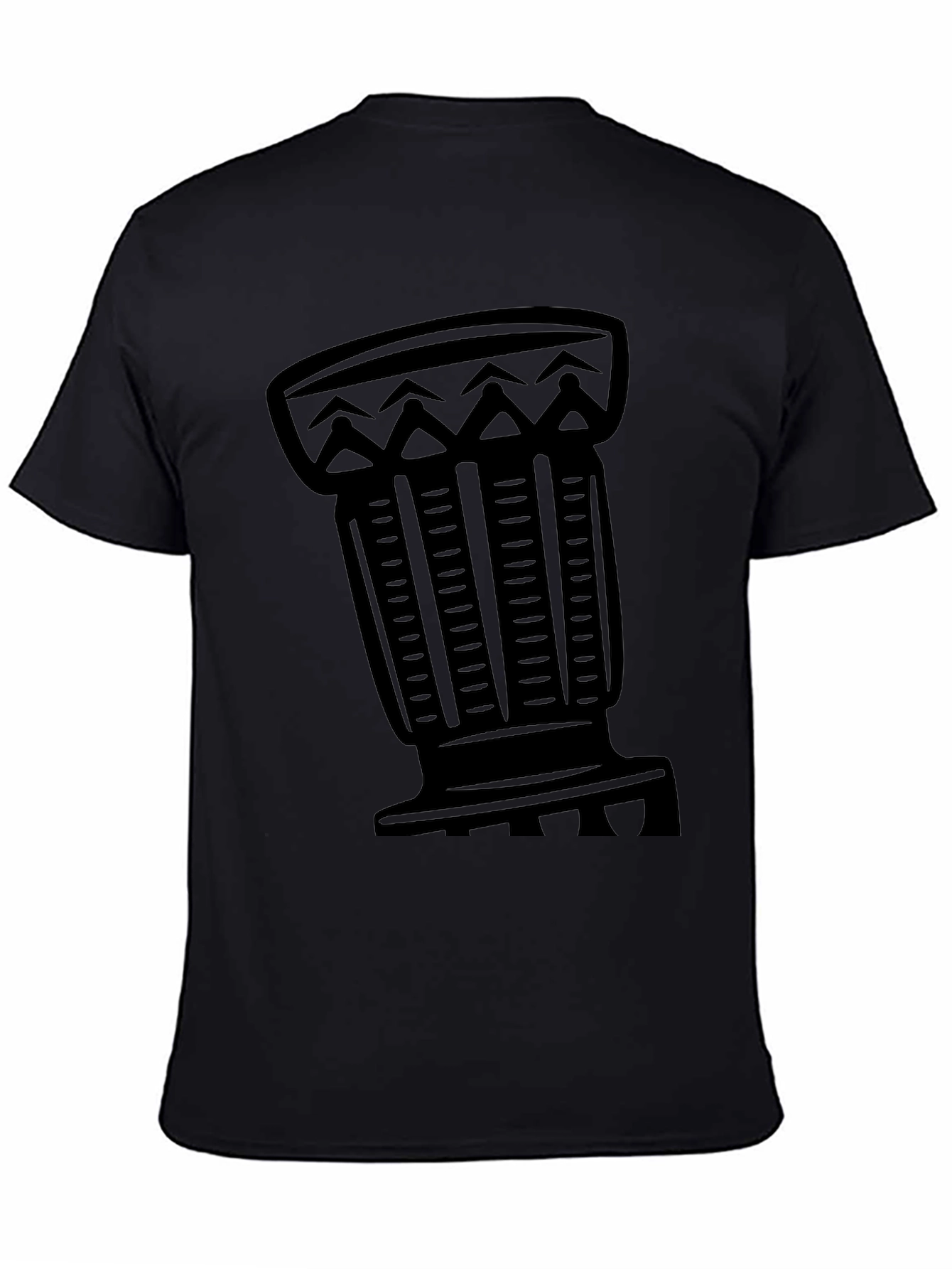 Tribal Drum Graphic Tee - Black