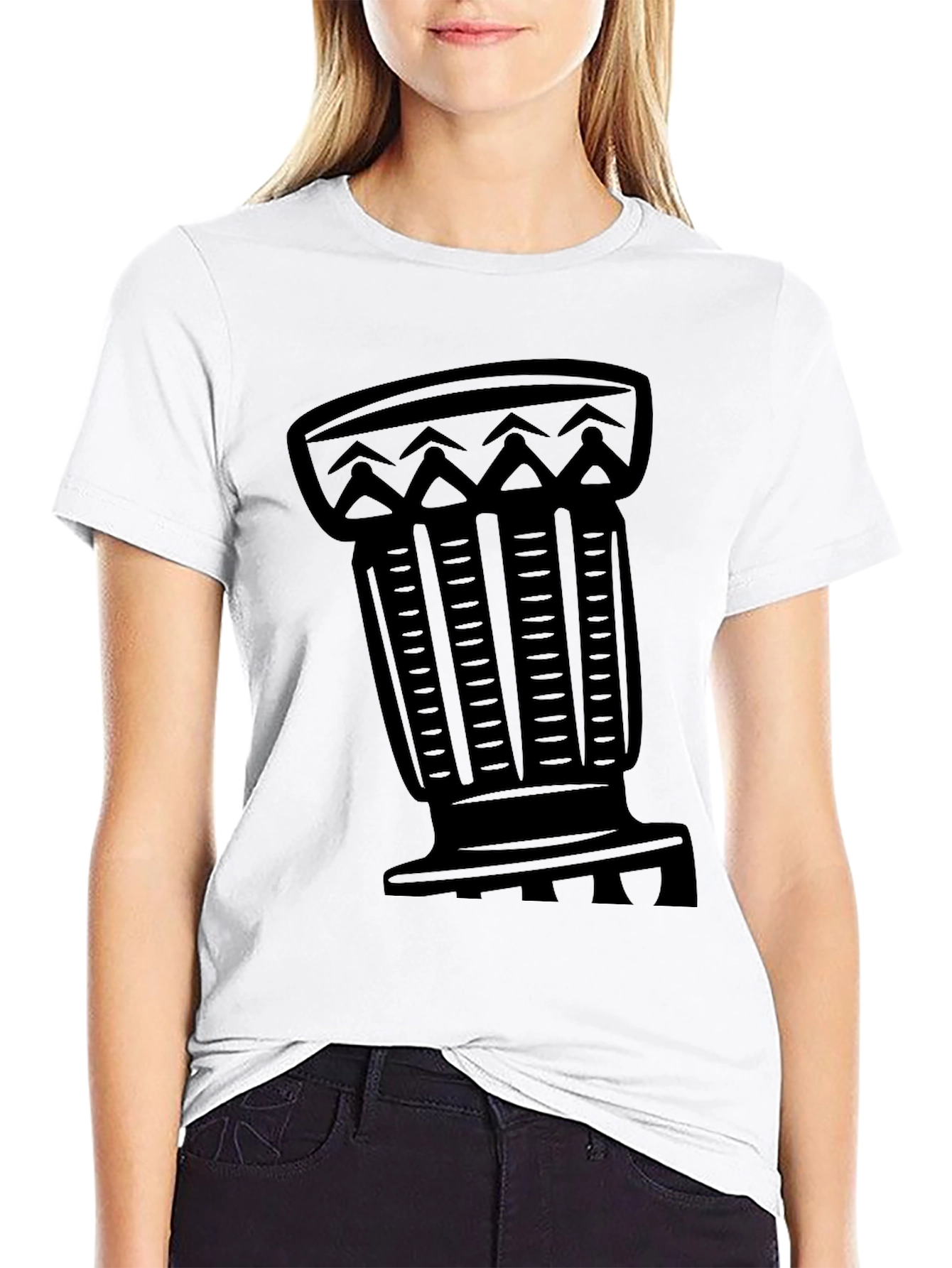 Tribal Drum Graphic Tee - Black