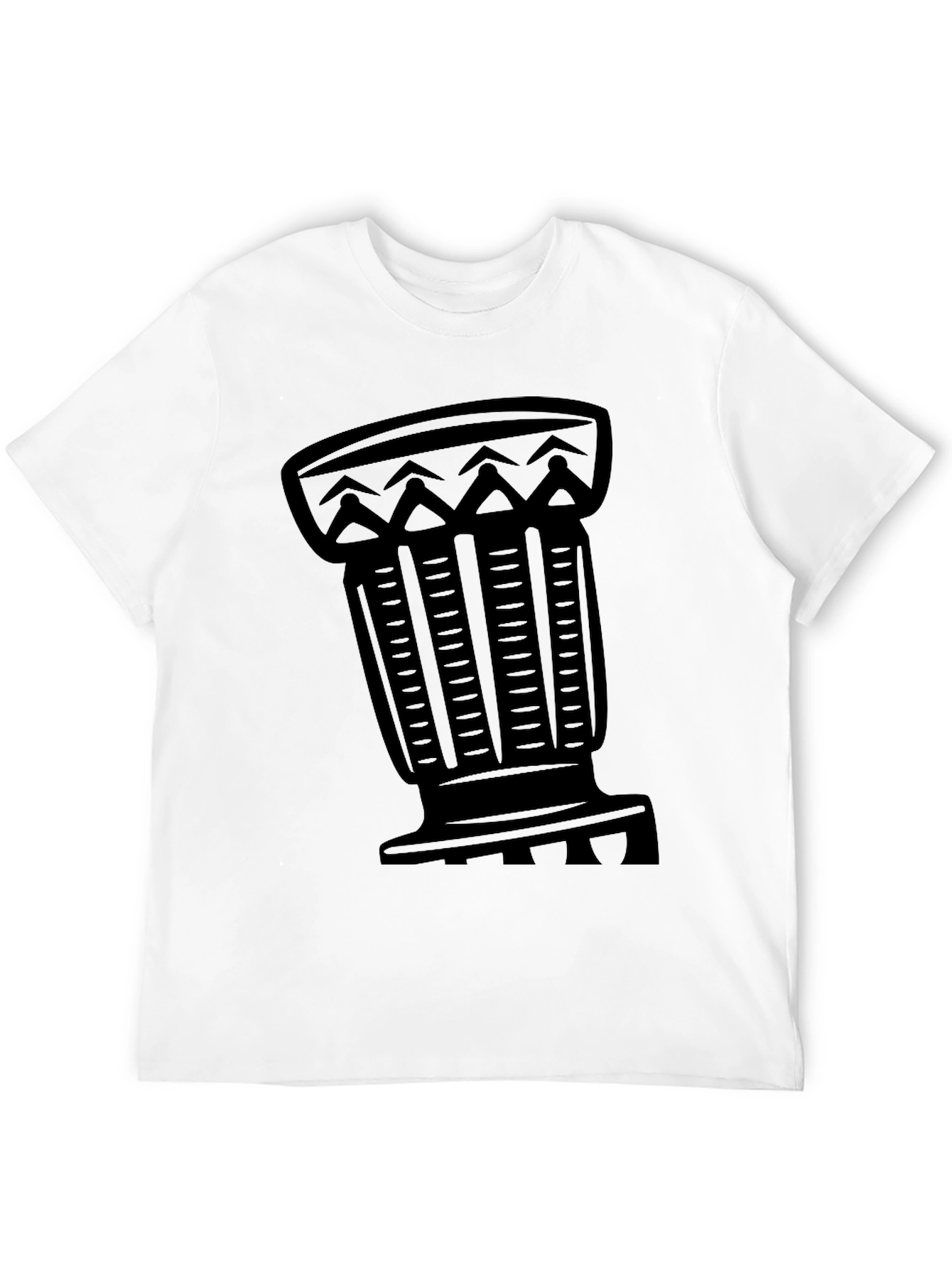 Tribal Drum Graphic Tee - Black
