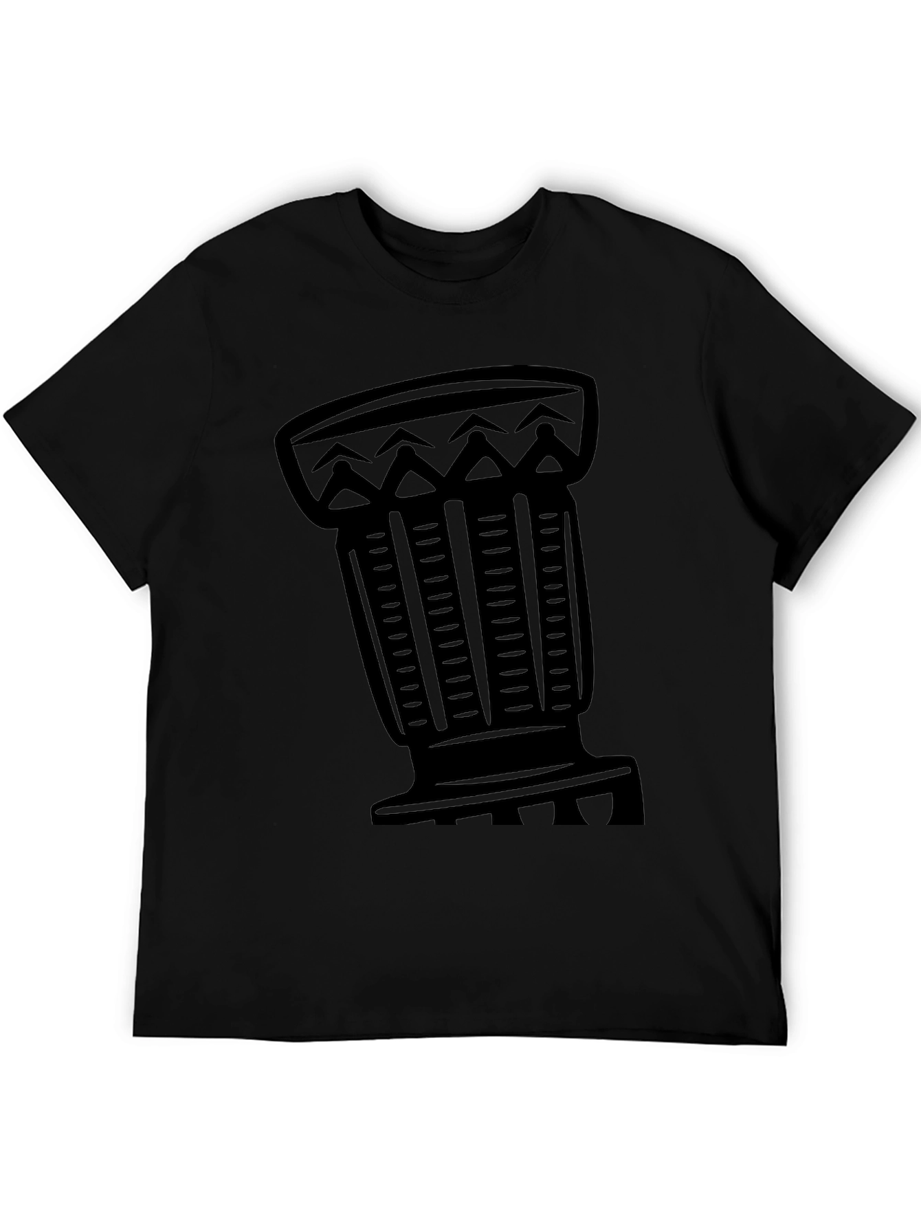 Tribal Drum Graphic Tee - Black
