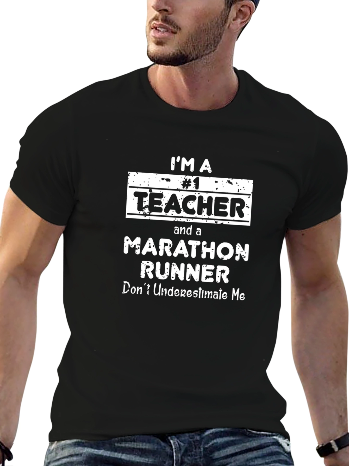 Teacher Marathon Runner Black Graphic Tee