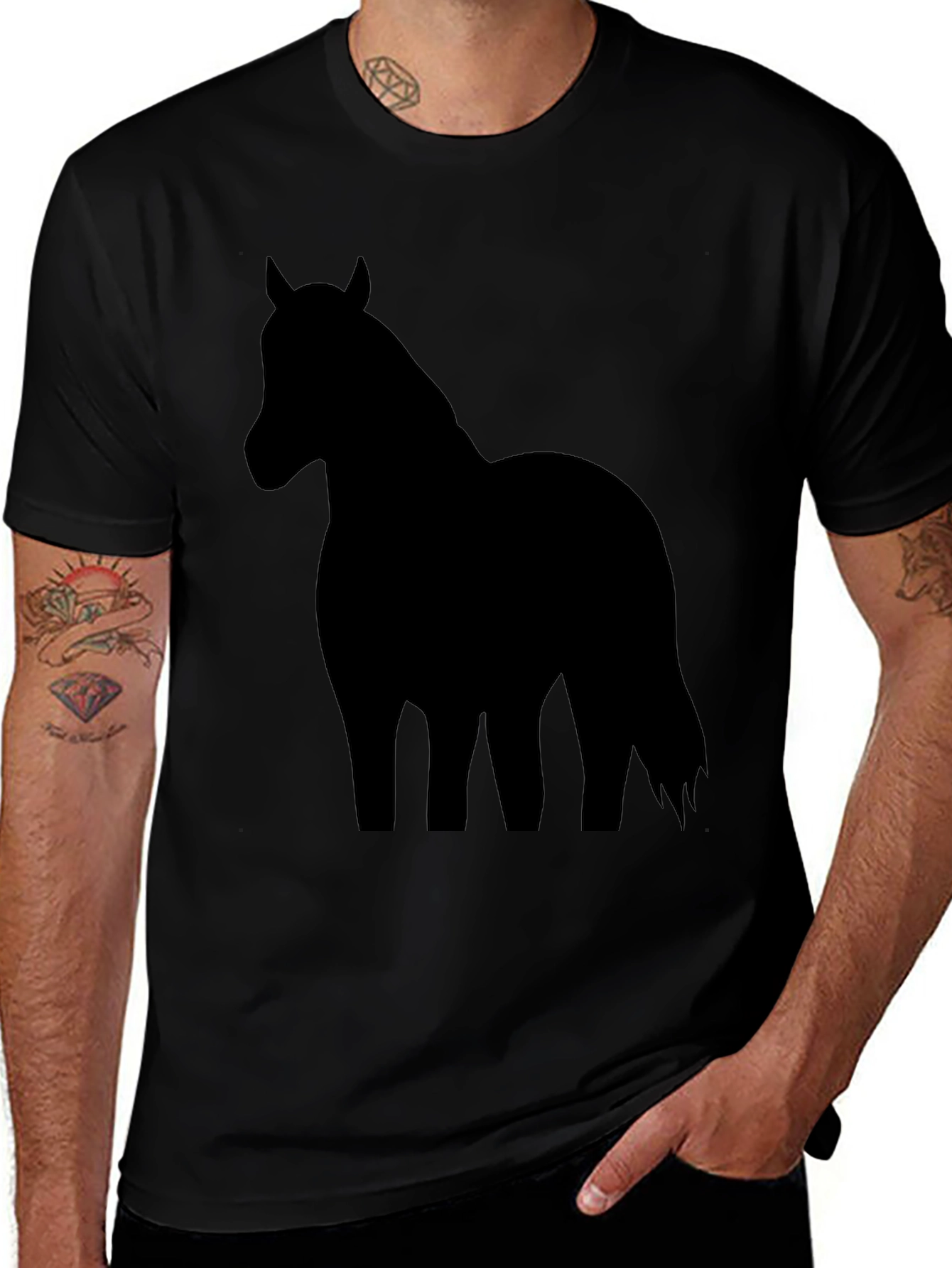 Black Horse Silhouette Graphic T-Shirt