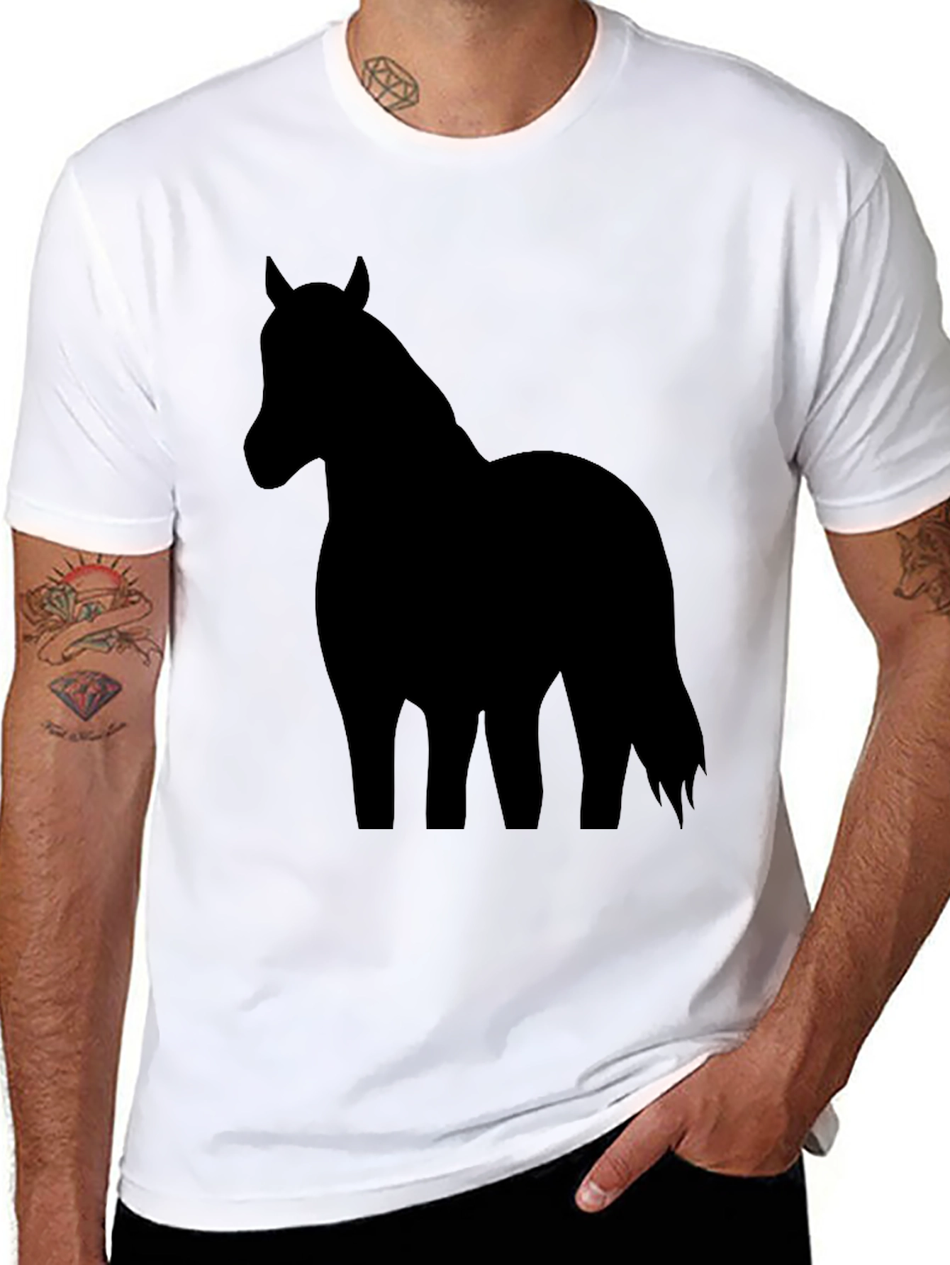 Black Horse Silhouette Graphic T-Shirt