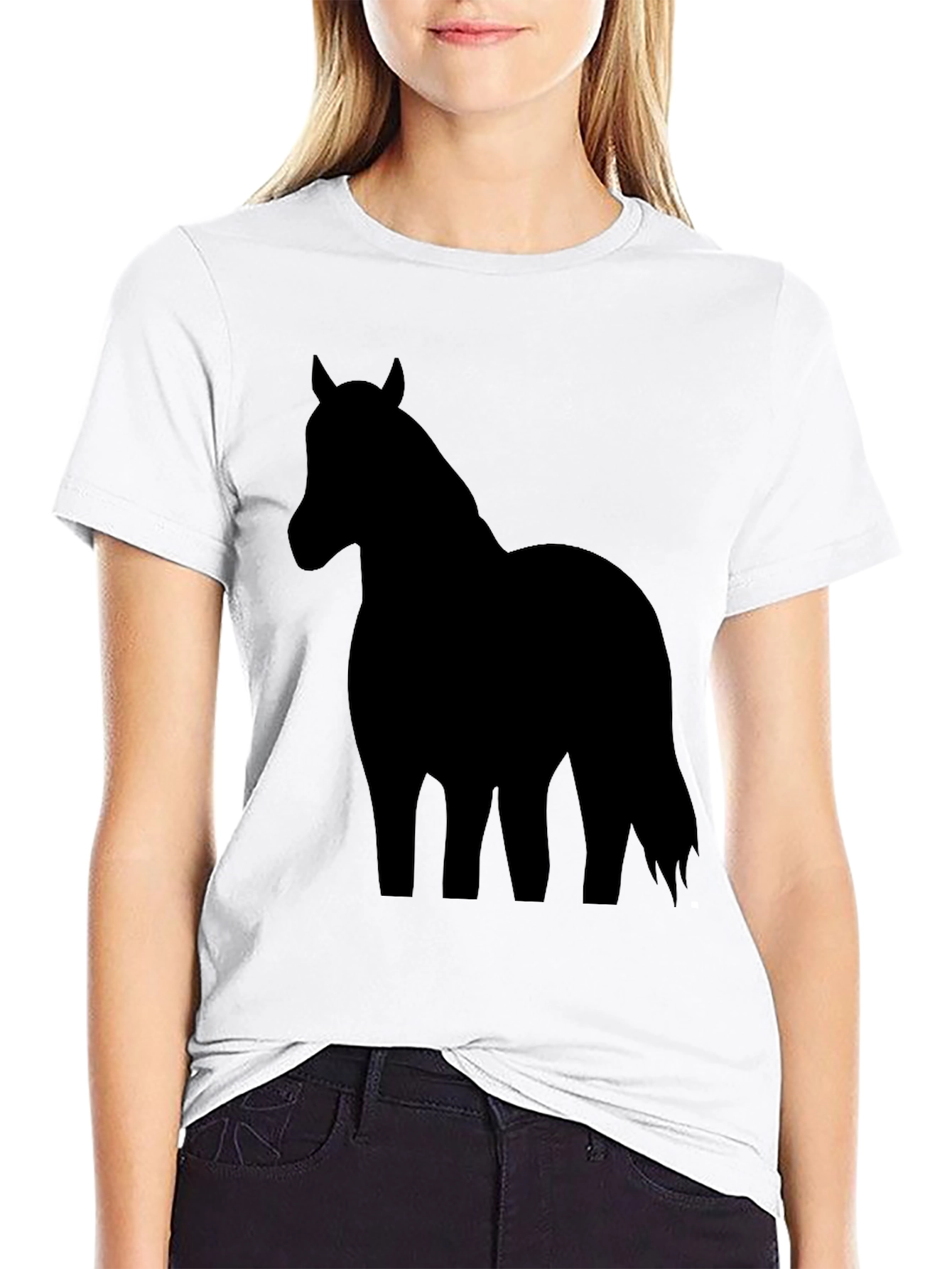 Black Horse Silhouette Graphic T-Shirt