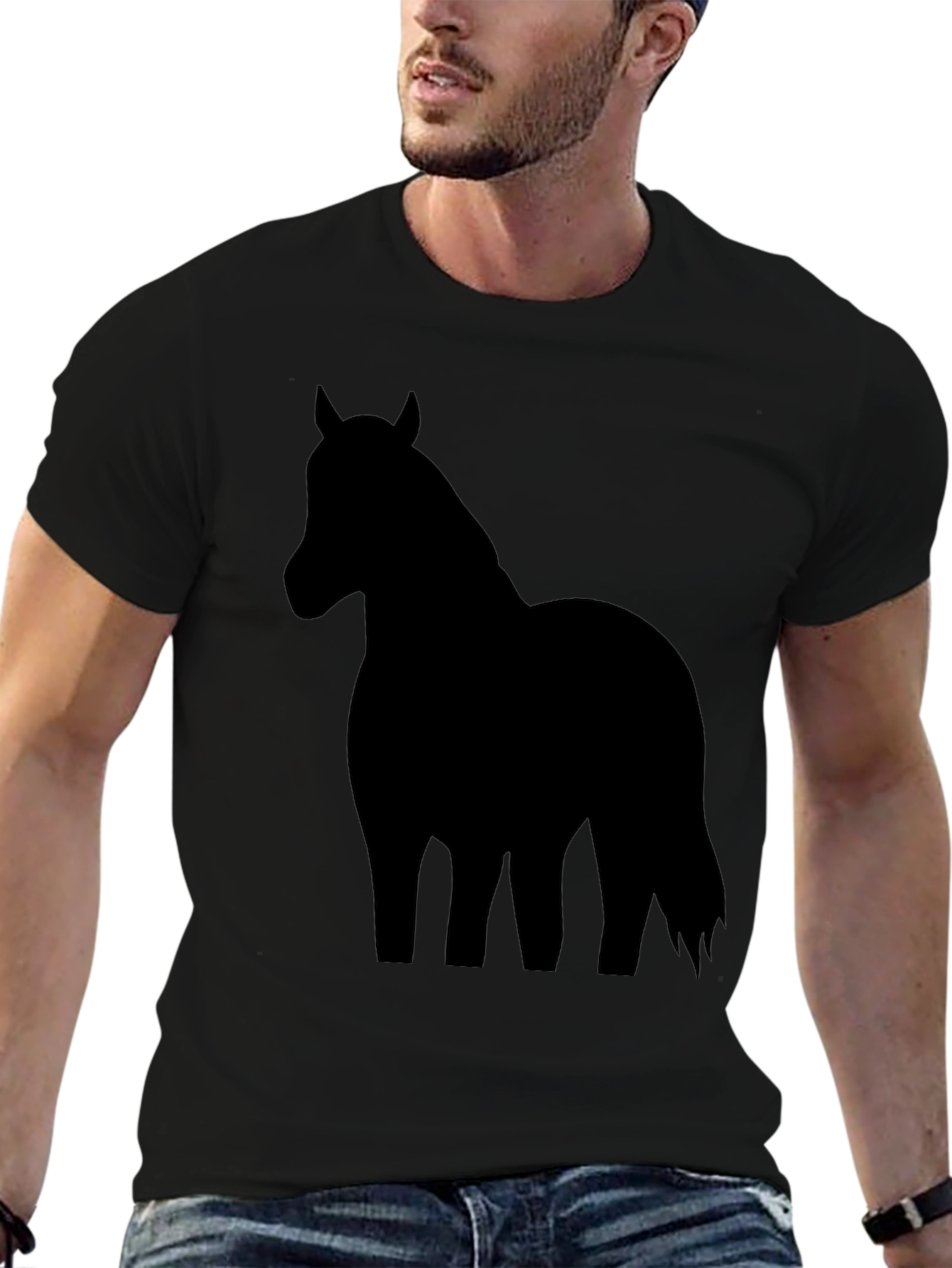 Black Horse Silhouette Graphic T-Shirt