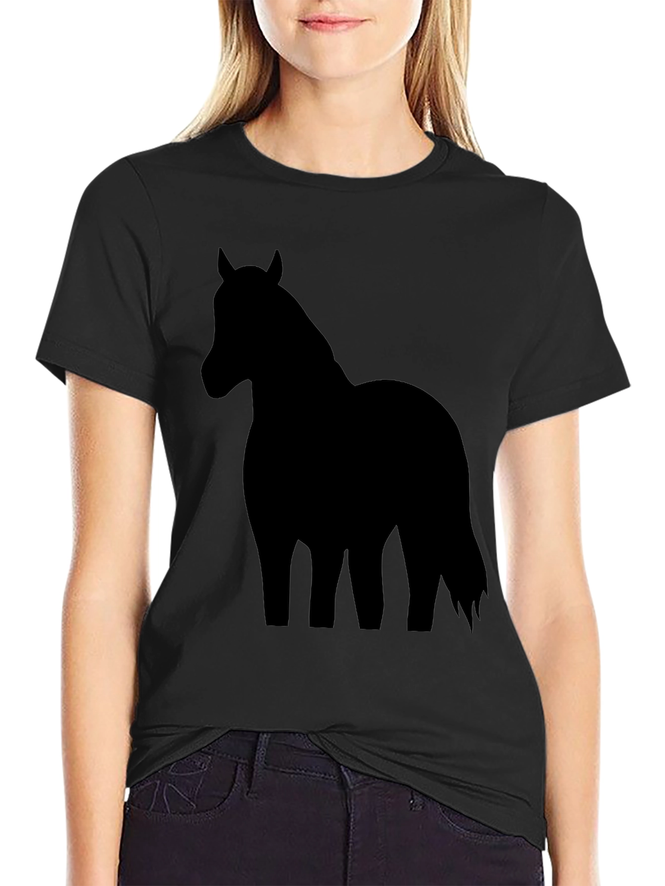 Black Horse Silhouette Graphic T-Shirt