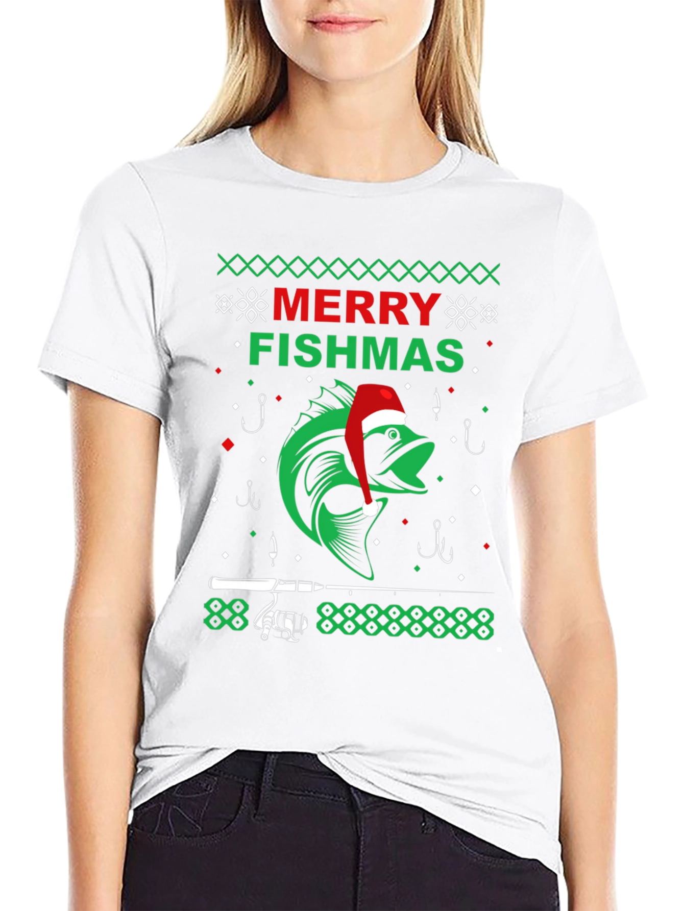 Merry Fishmas Graphic T-Shirt - Fishing Holiday Tee